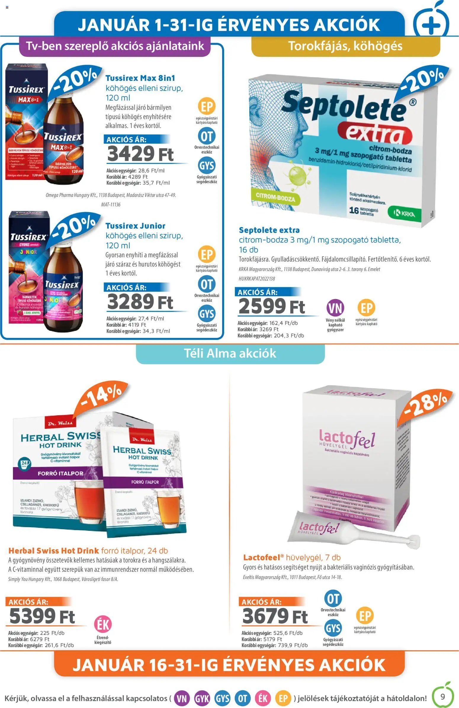 Alma Gyógyszertárak újság 2026.01.01. Akciós újság Alma Gyógyszertárak (2026-01-01 - 2026-01-31)