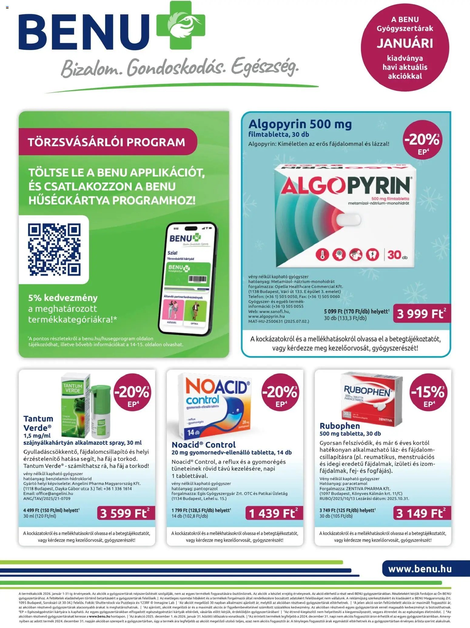 BENU Gyógyszertárak újság 2026.01.01. Akciós újság BENU Gyógyszertárak (2026-01-01 - 2026-01-31)