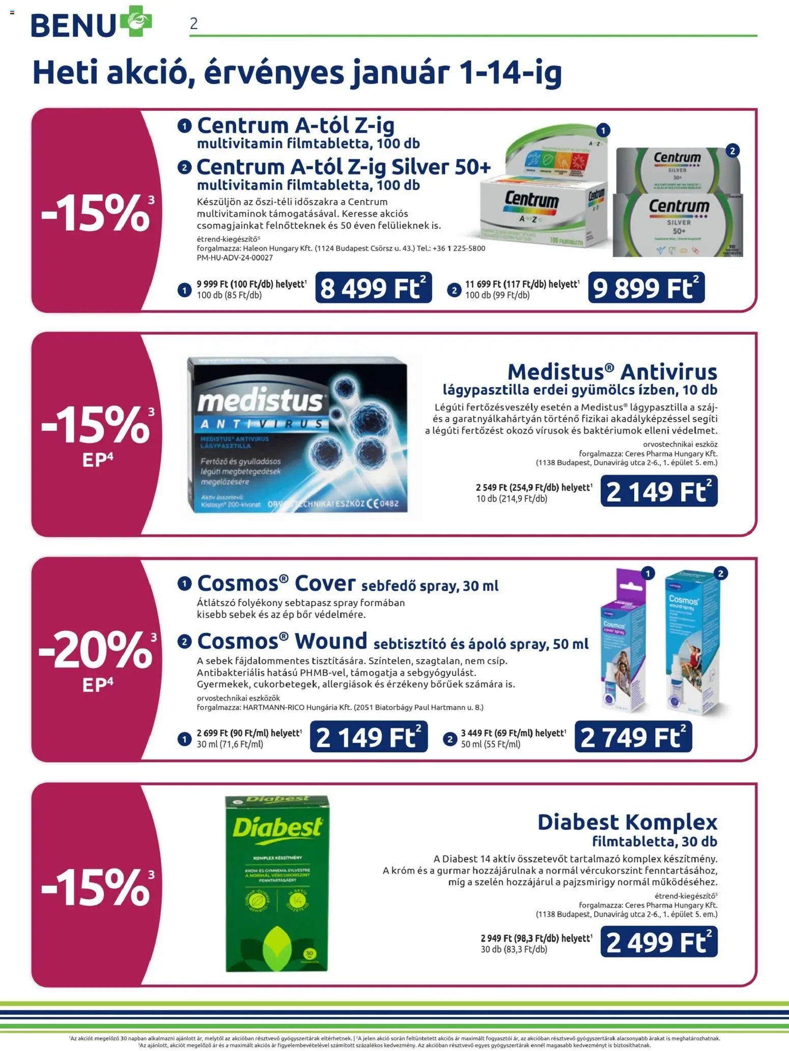 BENU Gyógyszertárak újság 2026.01.01. Akciós újság BENU Gyógyszertárak (2026-01-01 - 2026-01-31)