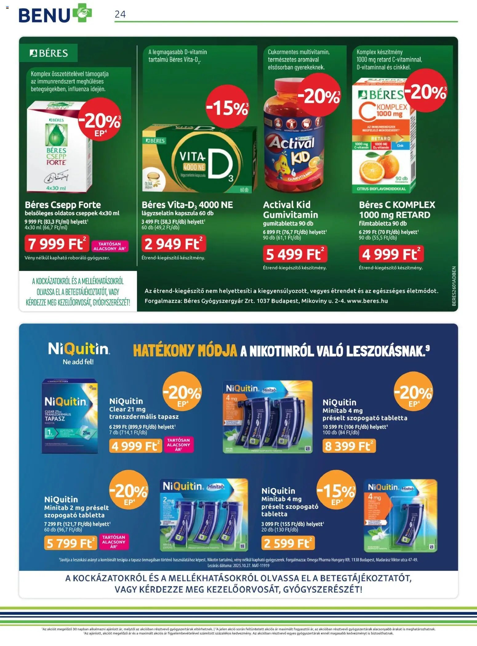 BENU Gyógyszertárak újság 2026.01.01. Akciós újság BENU Gyógyszertárak (2026-01-01 - 2026-01-31)