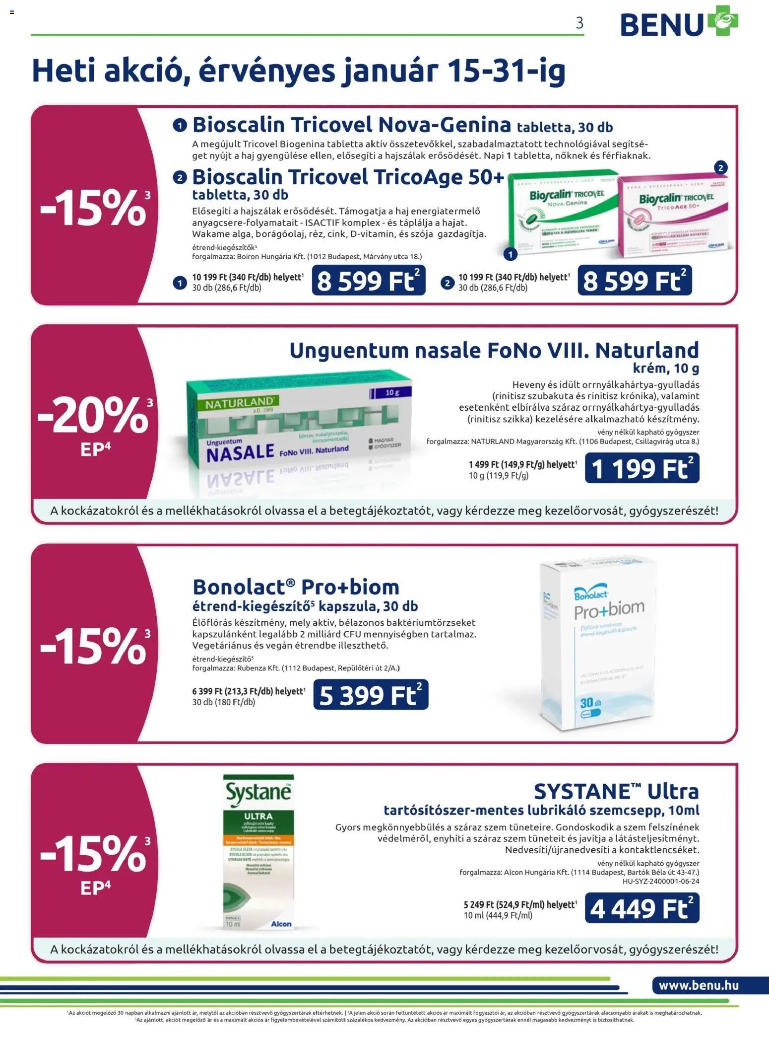 BENU Gyógyszertárak újság 2026.01.01. Akciós újság BENU Gyógyszertárak (2026-01-01 - 2026-01-31)