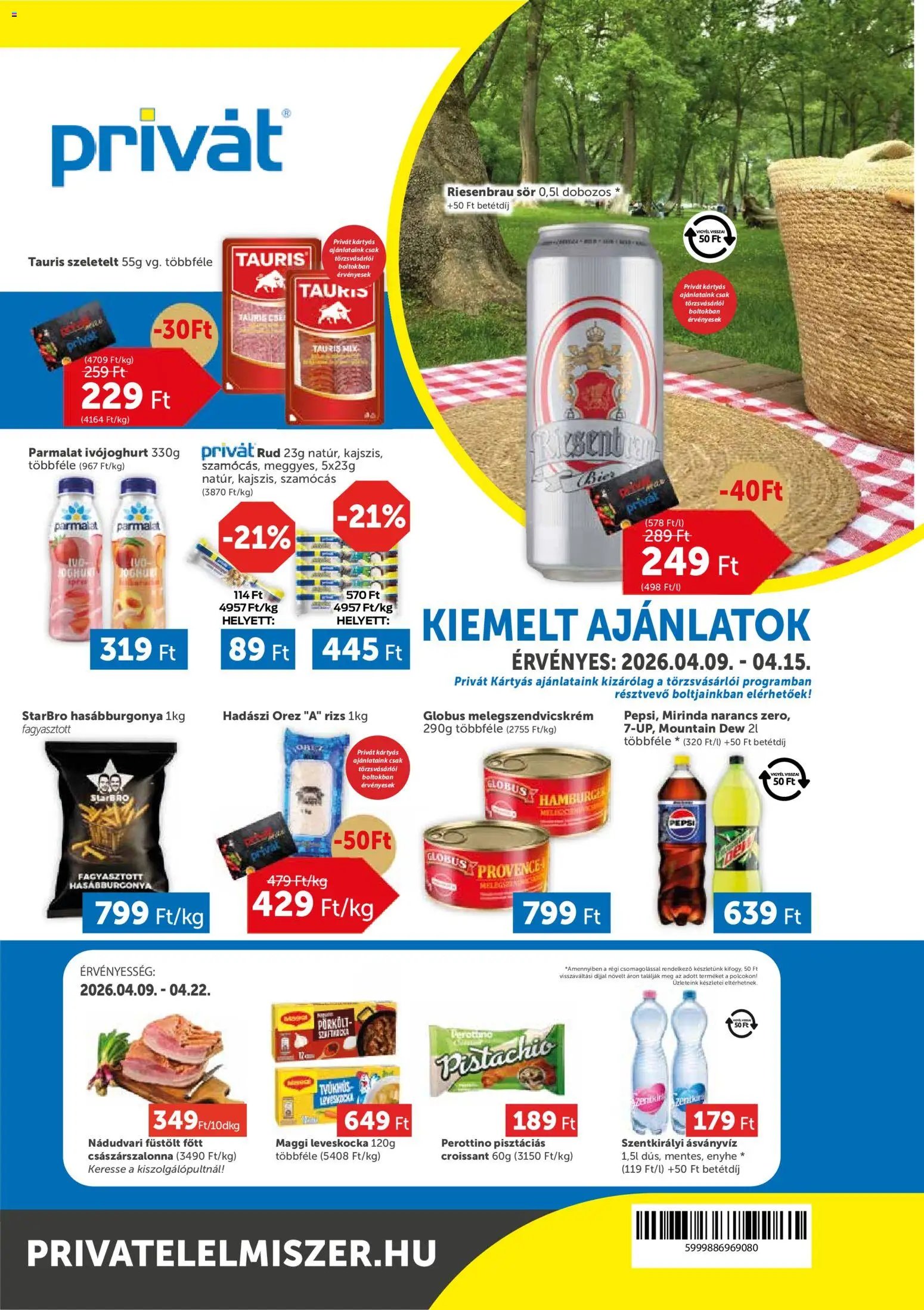 PRIVÁT újság 2026.04.09. PRIVÁT akciós újság (2026-04-09 - 2026-04-15)