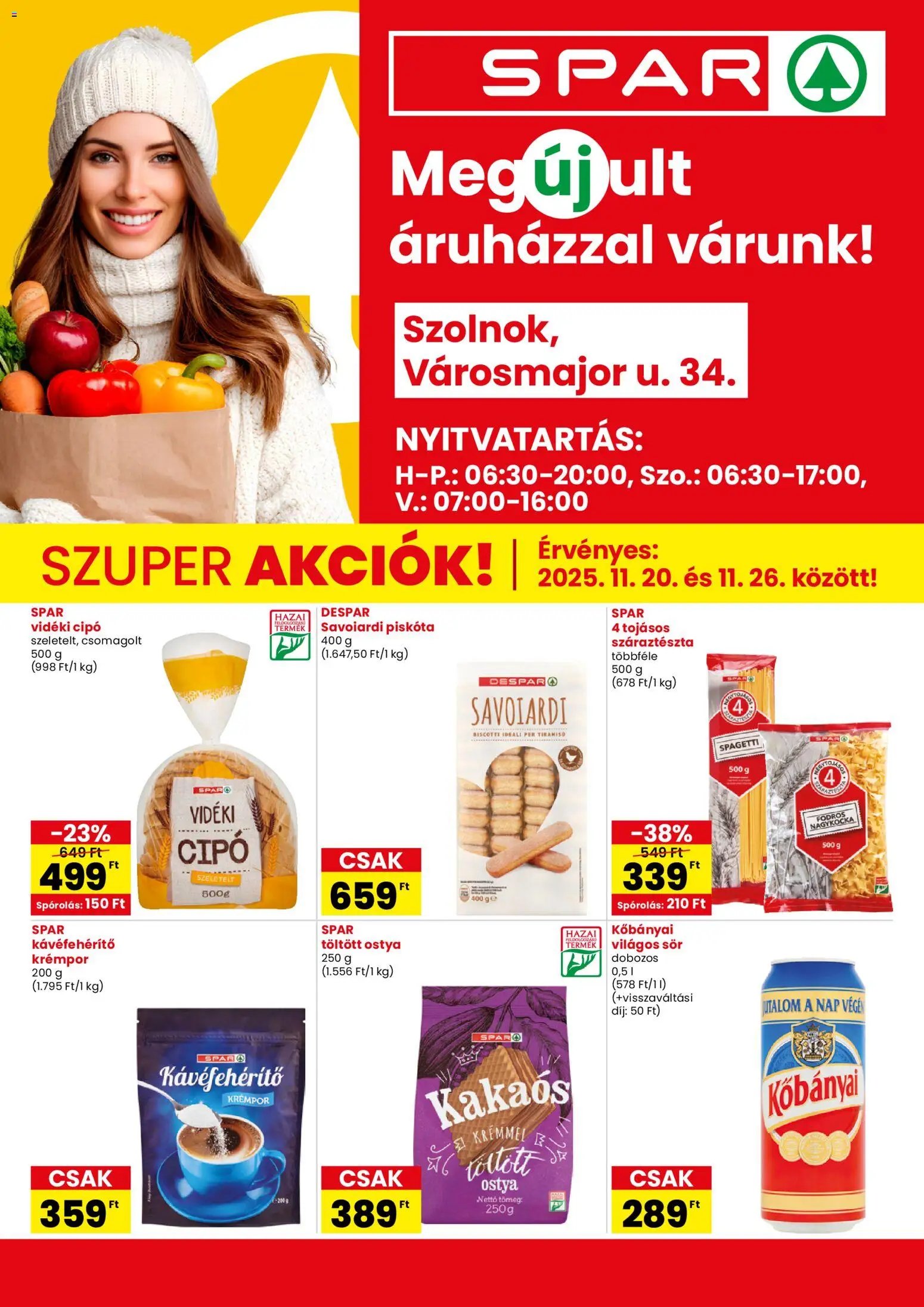 Spar újság 2025.11.20. Szolnok üzlet megújulás (2025-11-20 - 2025-11-26)