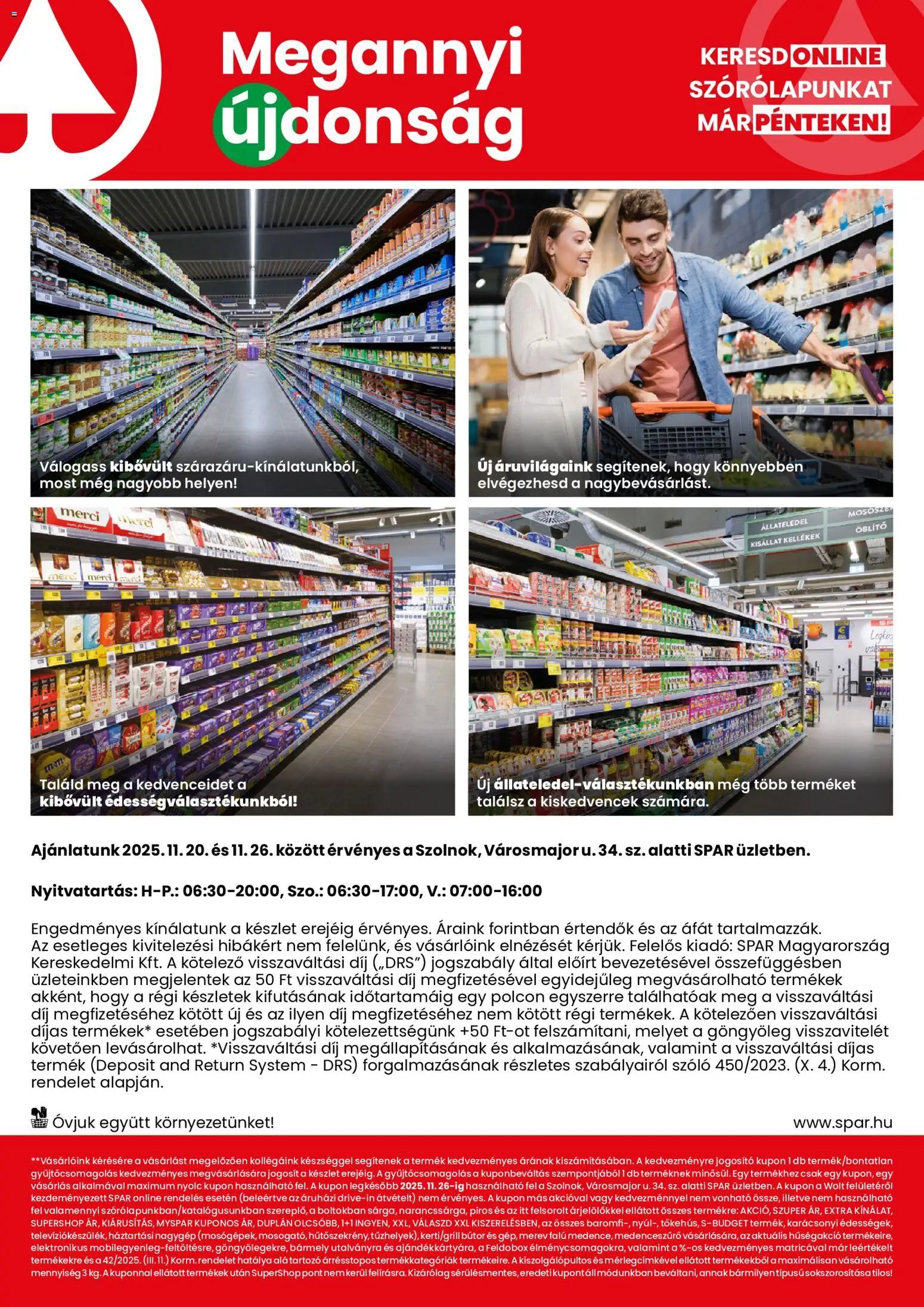 Spar újság 2025.11.20. Szolnok üzlet megújulás (2025-11-20 - 2025-11-26)