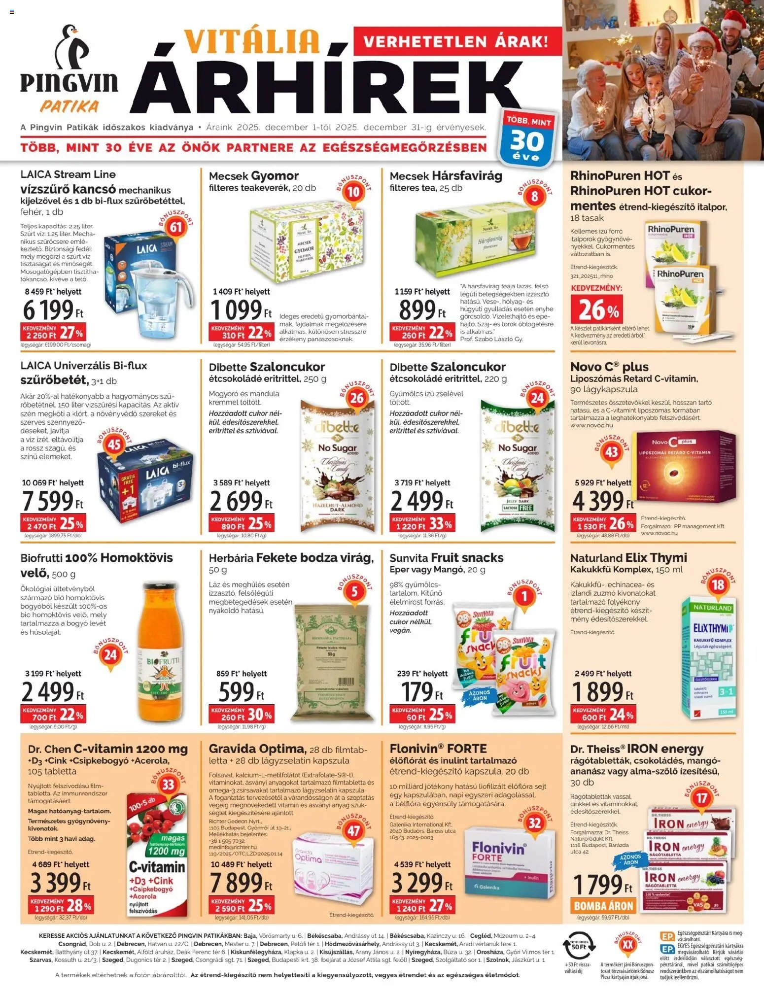 Pingvin Patika újság 2025.12.01. Pingvin Vitália Árhírek (2025-12-01 - 2025-12-31)