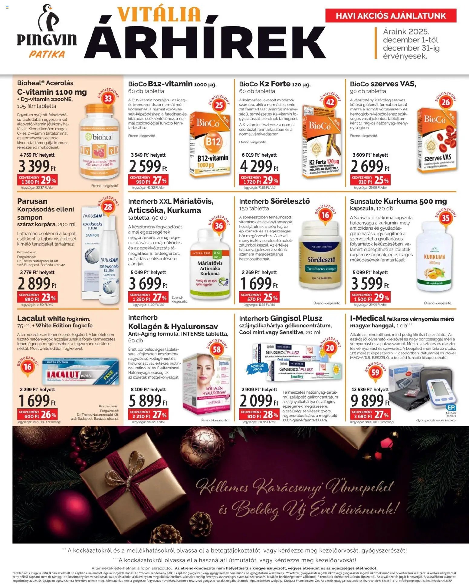 Pingvin Patika újság 2025.12.01. Pingvin Vitália Árhírek (2025-12-01 - 2025-12-31)