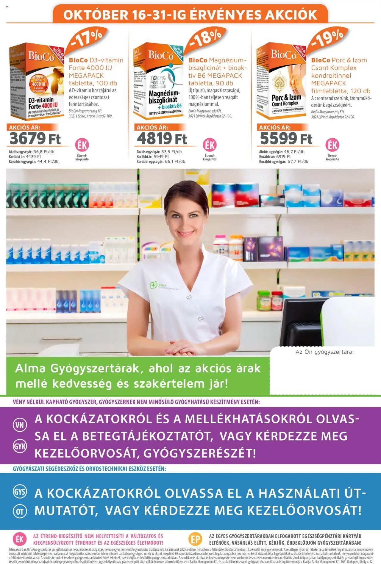 Alma Gyógyszertárak újság 2025.10.01. Akciós újság Alma Gyógyszertárak (2025-10-01 - 2025-10-31)