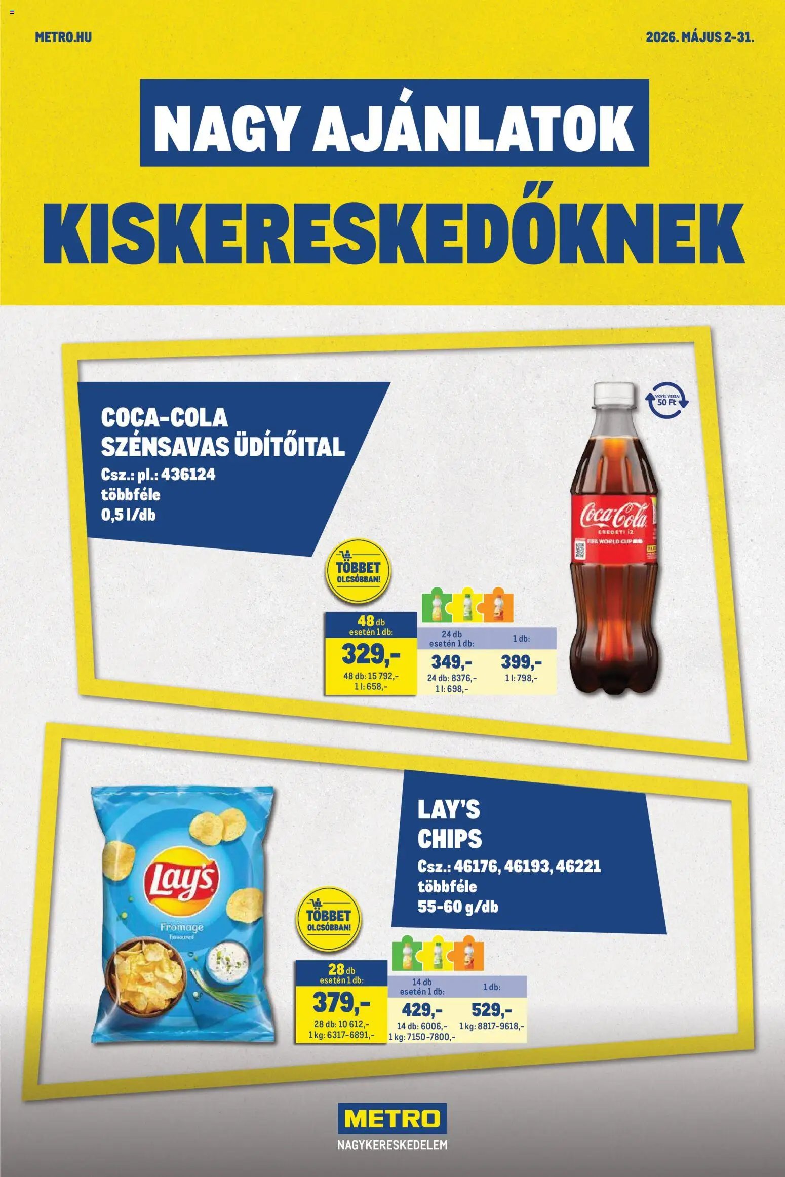 Metro újság 2026.05.02. Metro Nagy Ajánlatok Kiskereskedőknek 2026/05 (2026-05-02 - 2026-05-31)