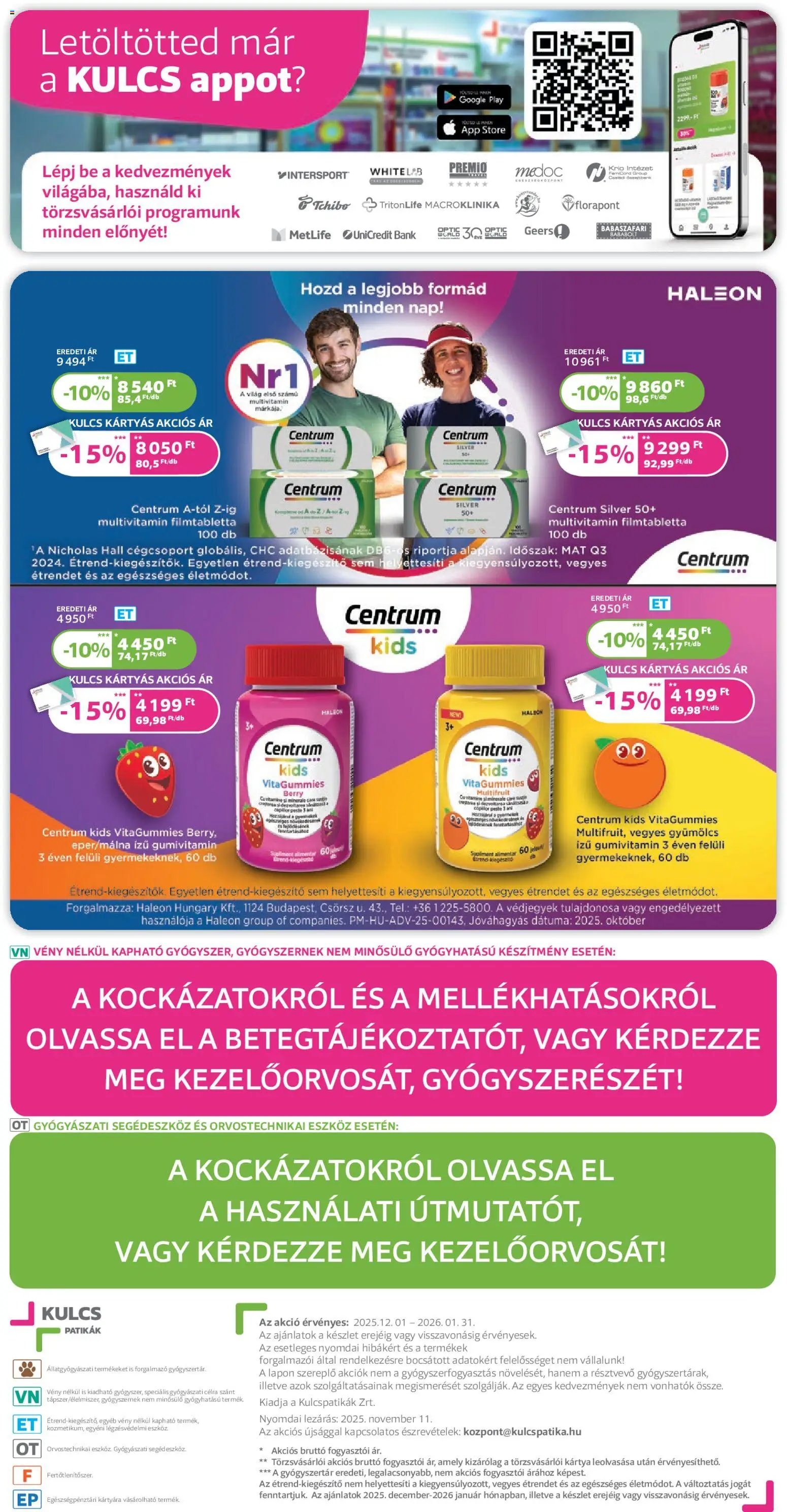 Kulcs Patika újság 2025.12.01. Akciós újság Kulcs Patika (2025-12-01 - 2025-12-31)