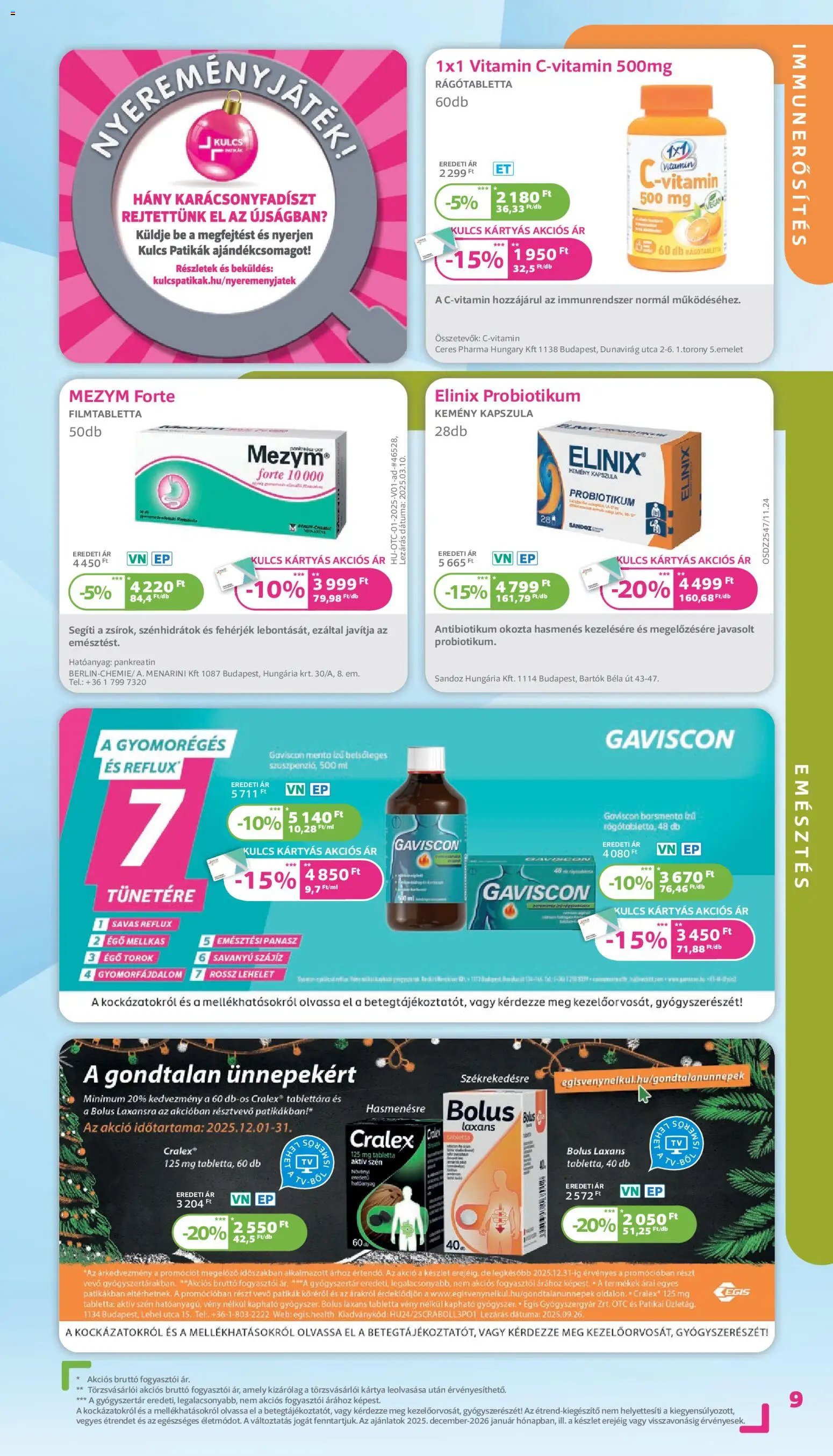 Kulcs Patika újság 2025.12.01. Akciós újság Kulcs Patika (2025-12-01 - 2025-12-31)