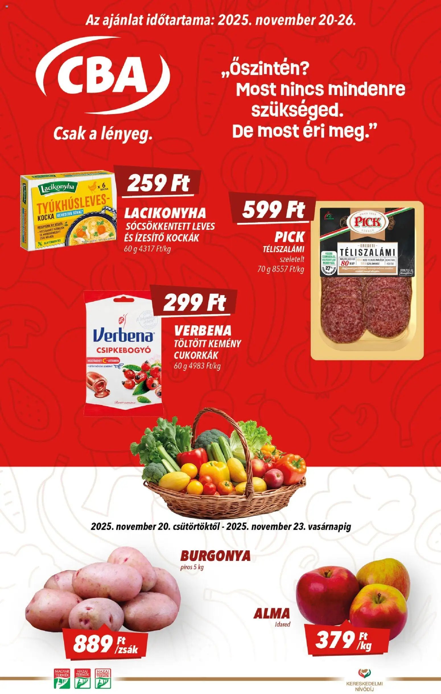 CBA újság 2025.11.20. Akciós újság CBA (2025-11-20 - 2025-11-26)