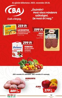 CBA újság 2025.11.20. Akciós újság CBA (2025-11-20 - 2025-11-26)