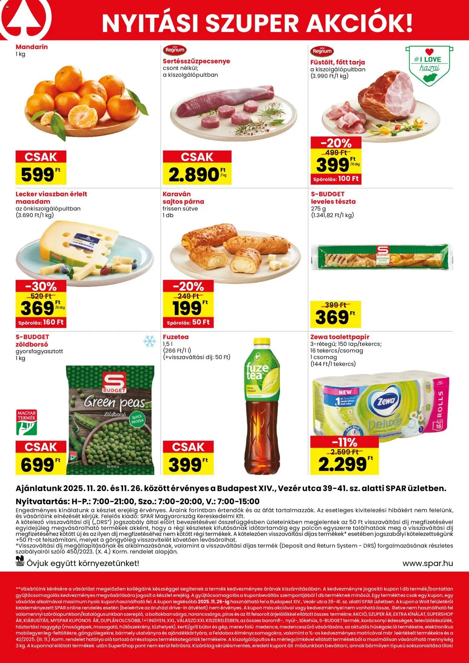 Spar újság 2025.11.20. BP Veres P. u. üzlet megújulás (2025-11-20 - 2025-11-26)