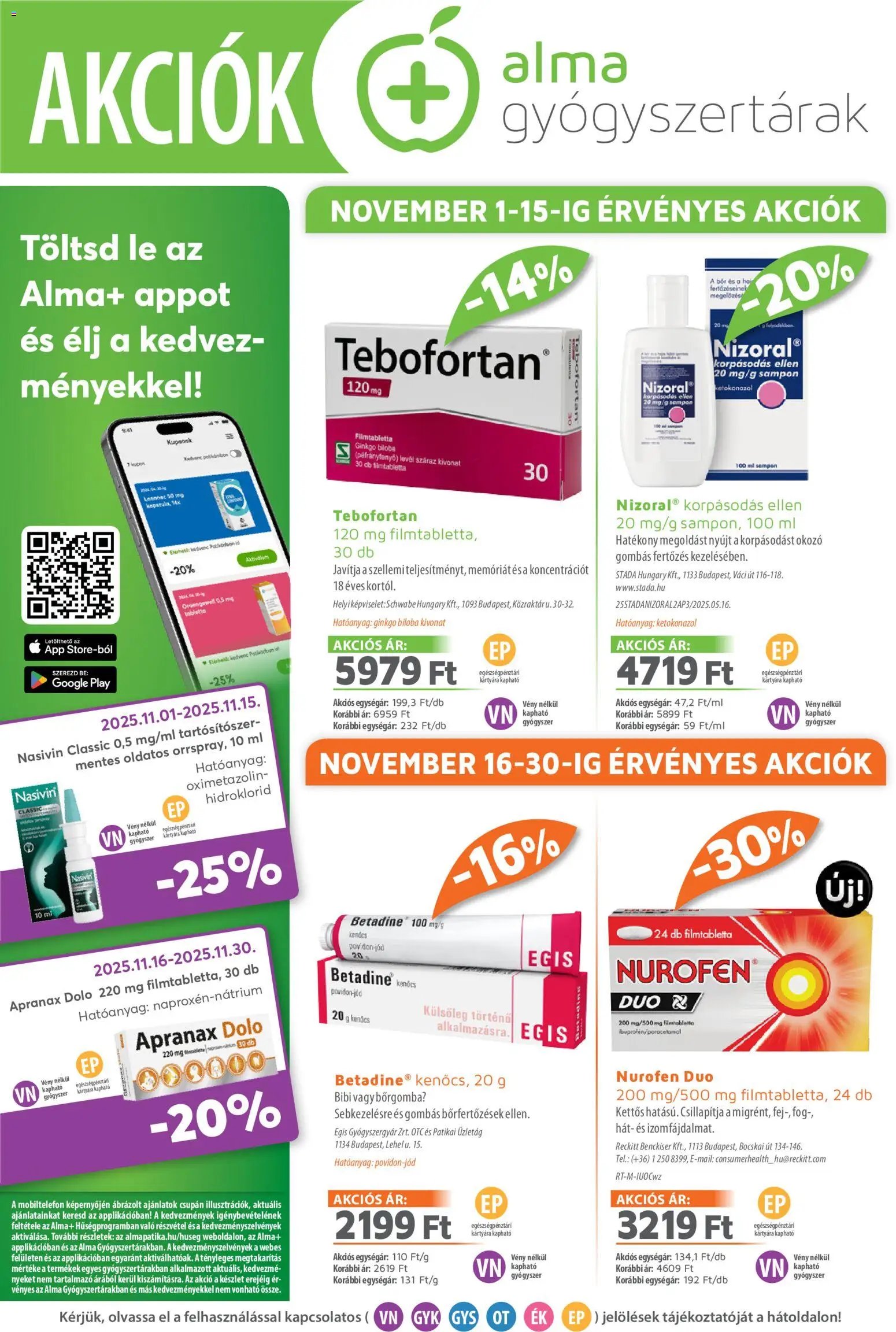 Alma Gyógyszertárak újság 2025.11.01. Akciós újság Alma Gyógyszertárak (2025-11-01 - 2025-11-30)
