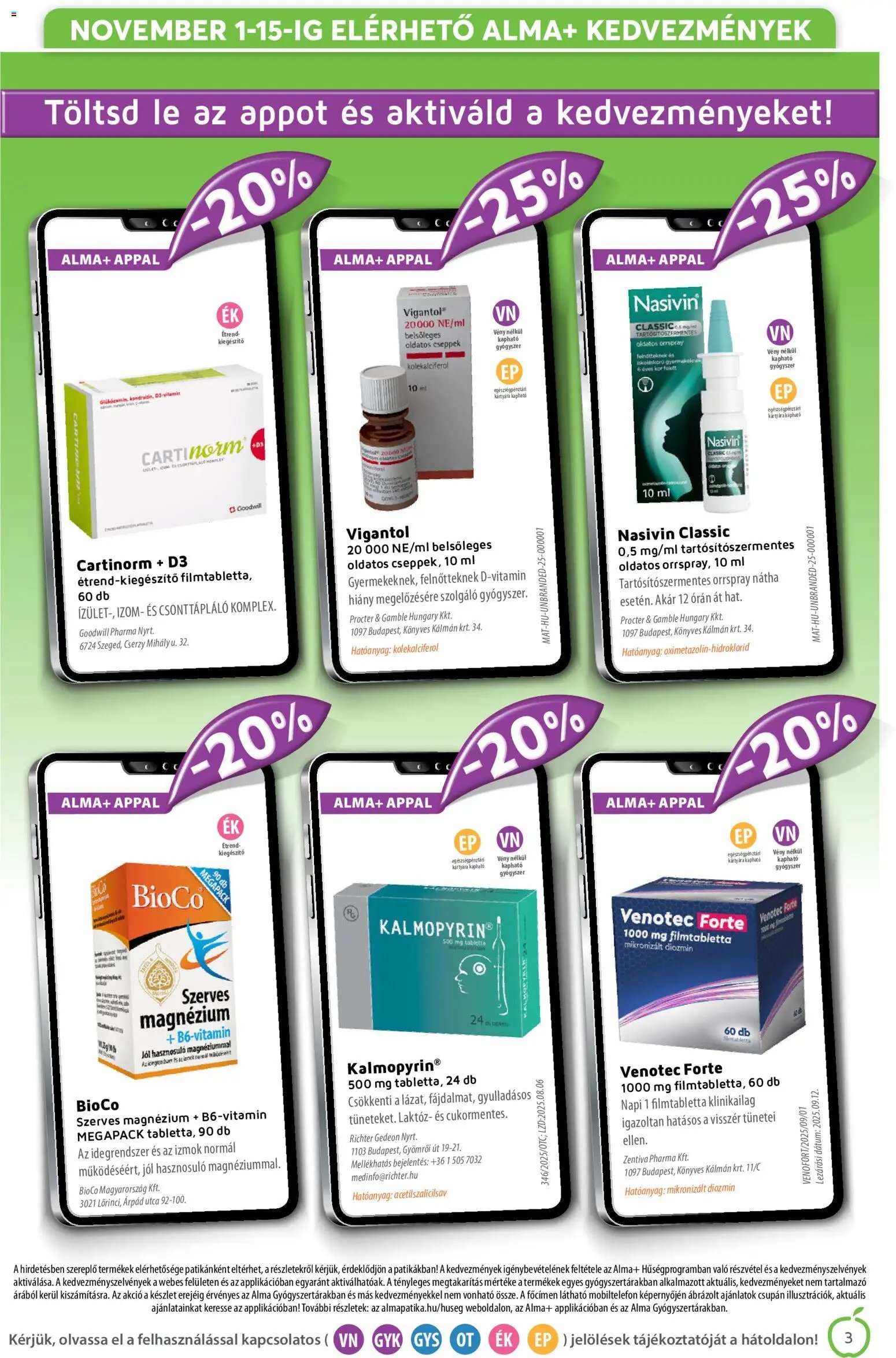 Alma Gyógyszertárak újság 2025.11.01. Akciós újság Alma Gyógyszertárak (2025-11-01 - 2025-11-30)