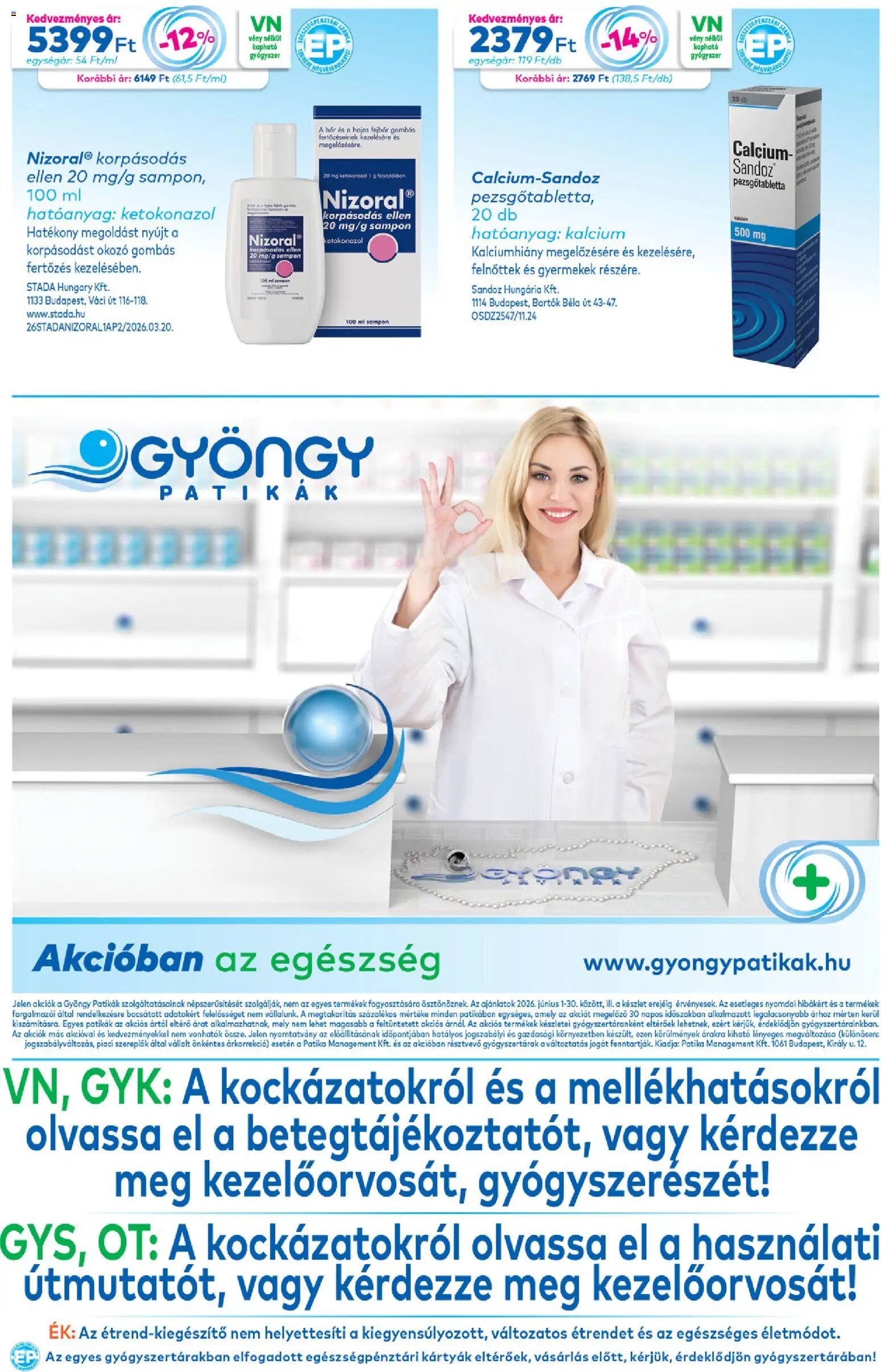 Gyöngy Patikák újság 2026.06.01. Gyöngy Patikák akciós újság