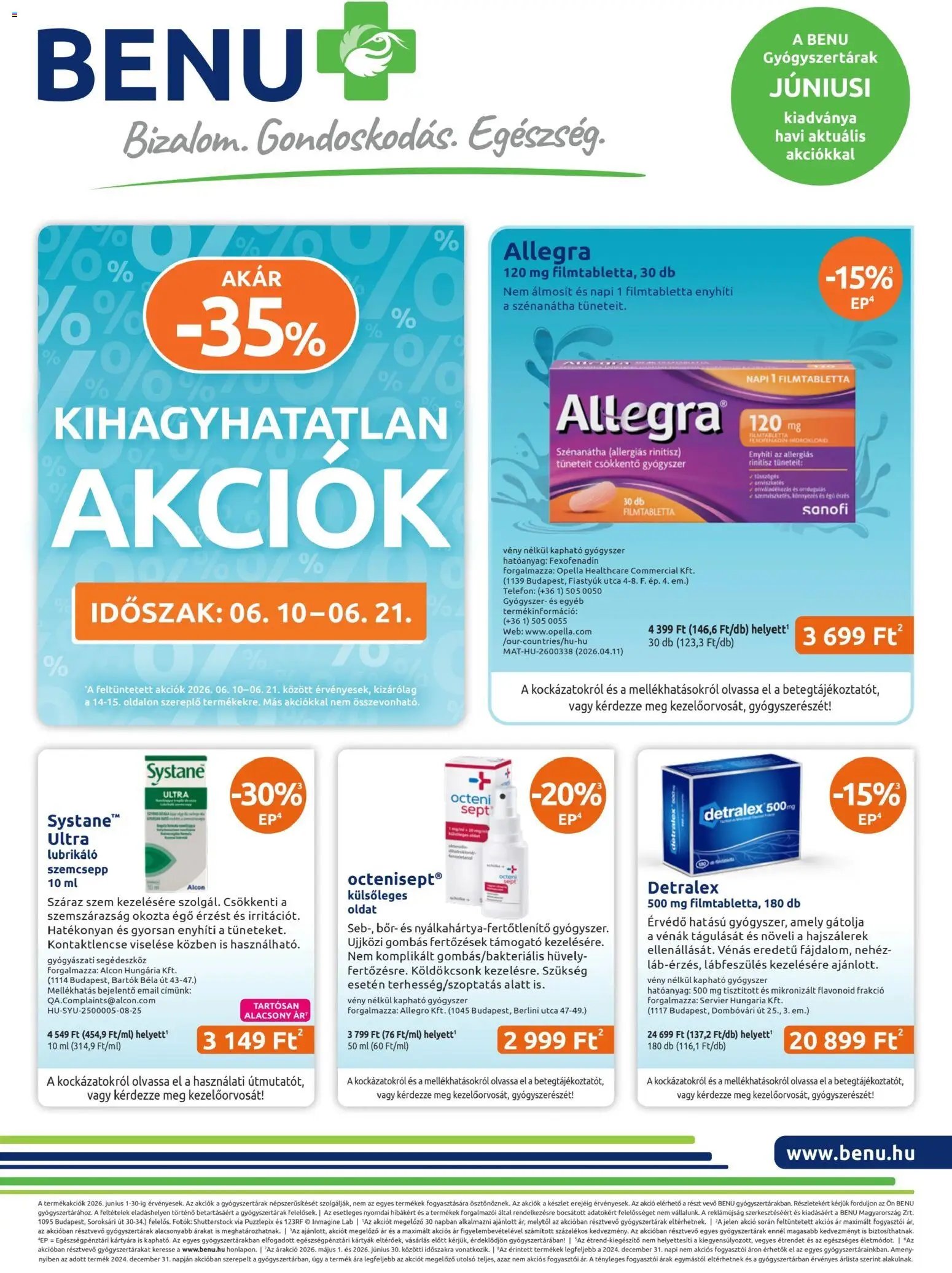 BENU Gyógyszertárak újság 2026.06.01. BENU Gyógyszertárak akciós újság