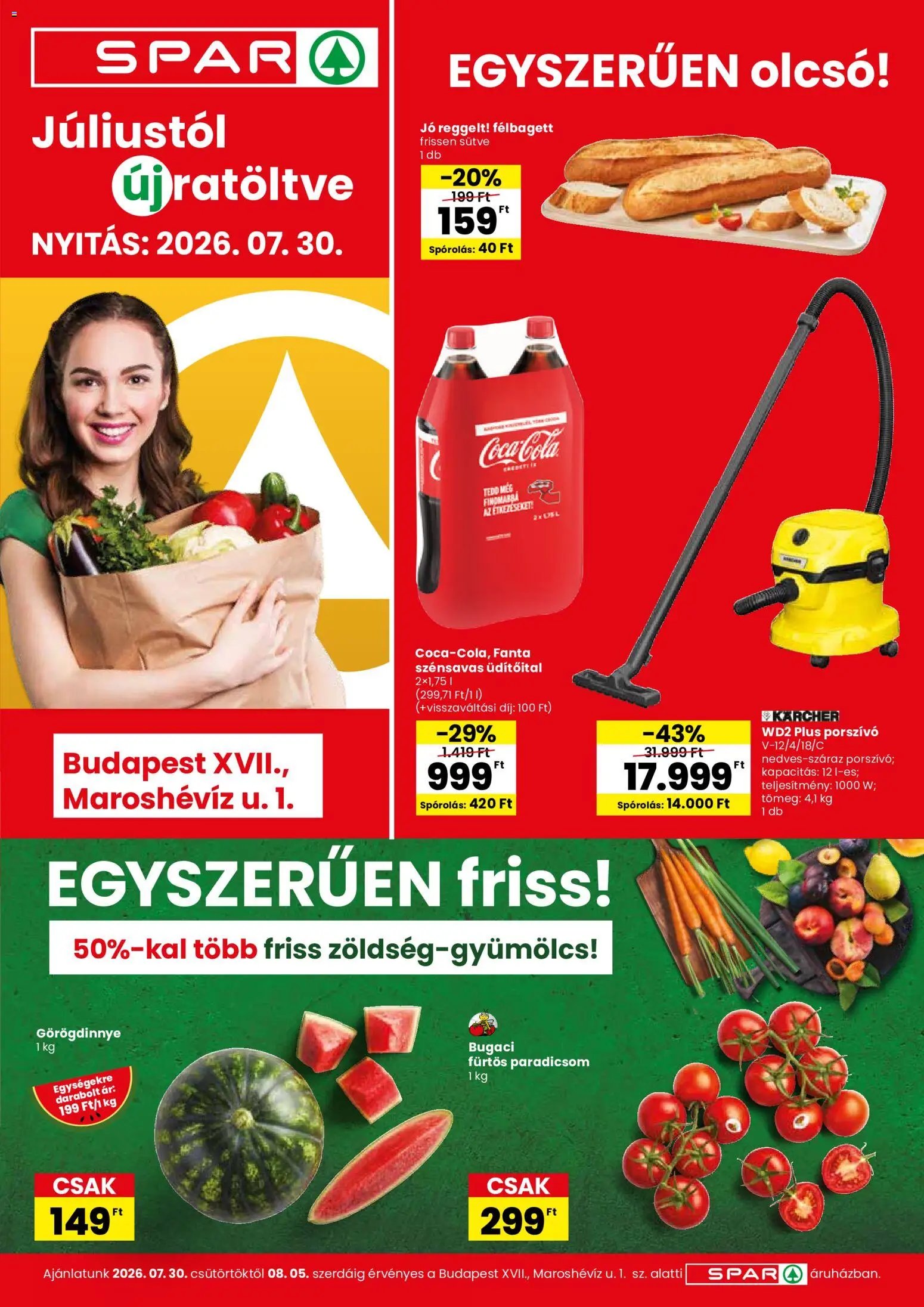Spar újság 2026.07.30. Spar Bp., Maroshévíz u. 1. üzletnyitás