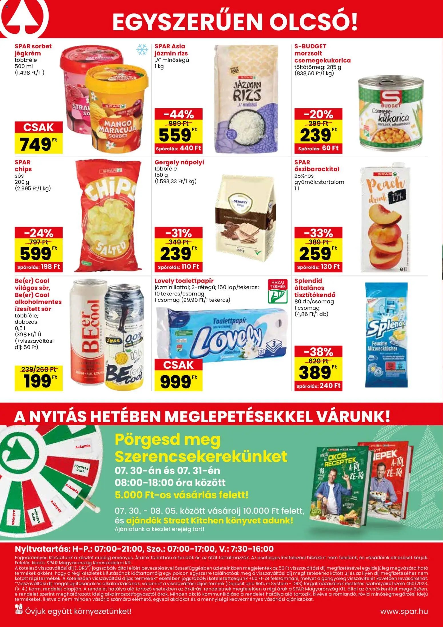 Spar újság 2026.07.30. Spar Bp., Maroshévíz u. 1. üzletnyitás