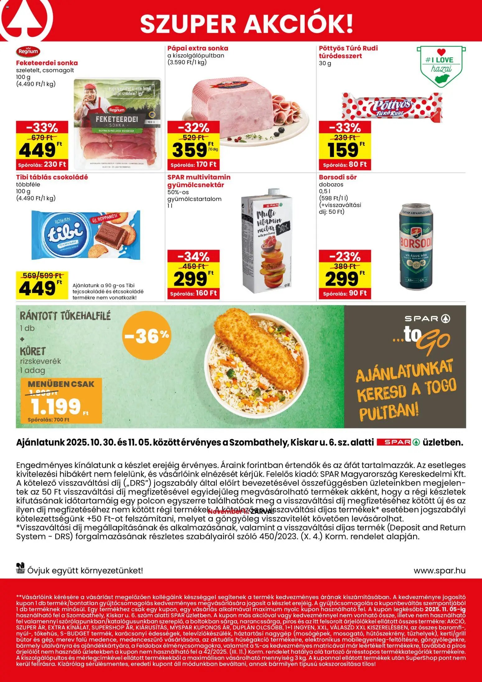Spar újság 2025.10.30. Szombathely üzlet megújulás (2025-10-30 - 2025-11-05)