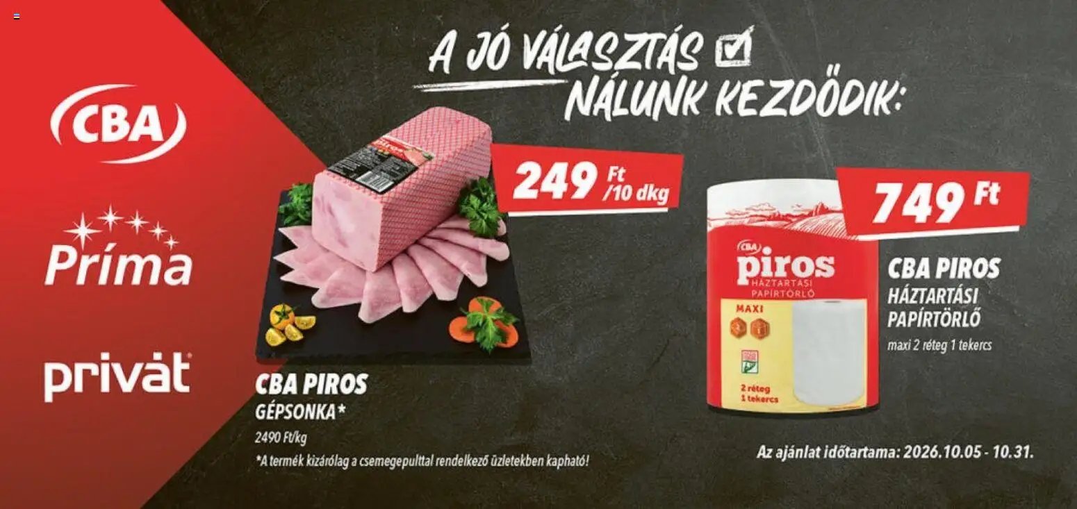 CBA Príma újság 2026.10.05. CBA Príma Aktuális óriásplakátok