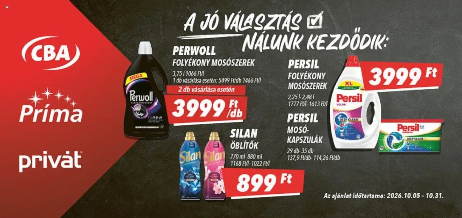 CBA Príma újság 2026.10.05. CBA Príma Aktuális óriásplakátok