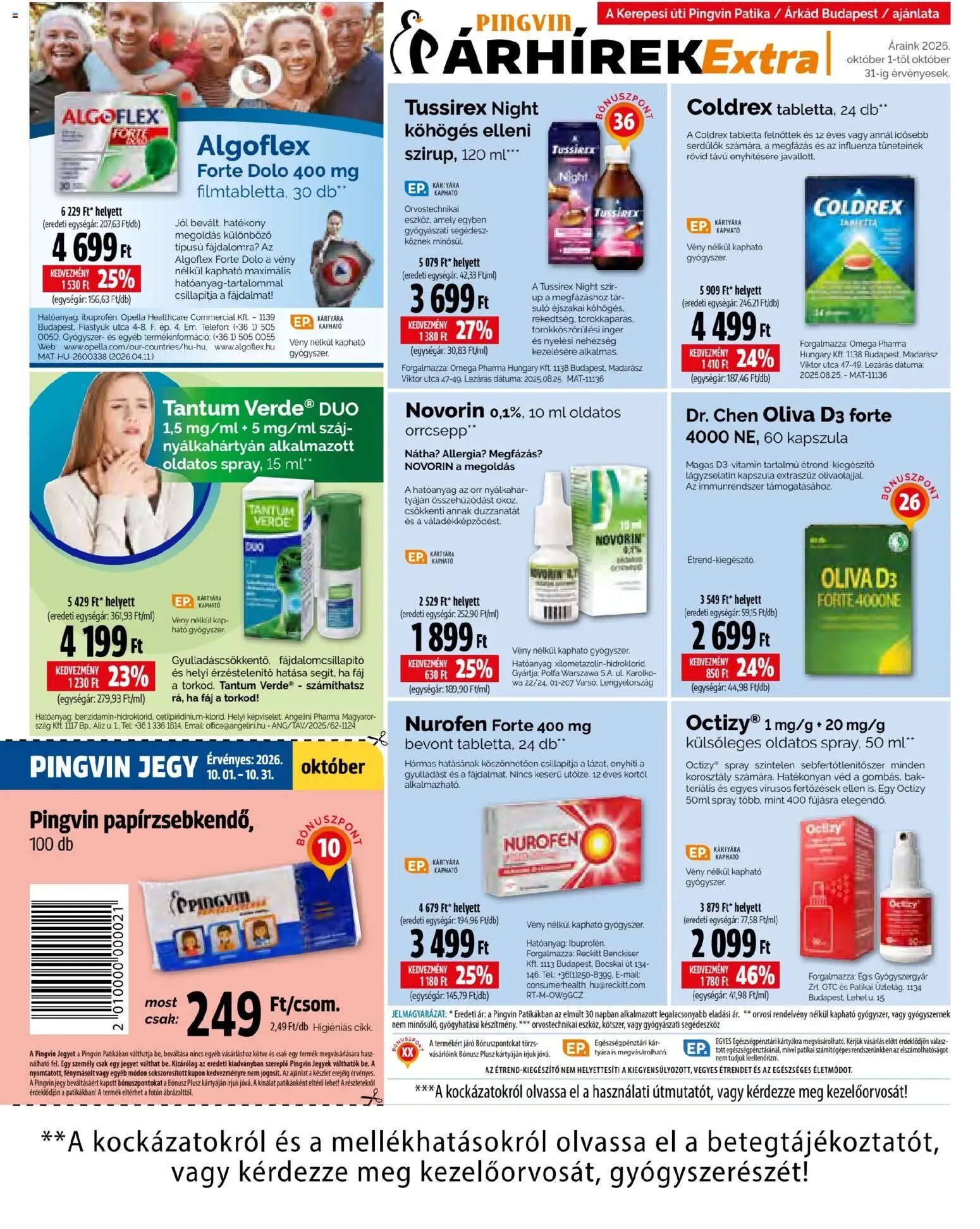 Pingvin Patika újság 2026.10.01. Pingvin Patika Árhírek Extra