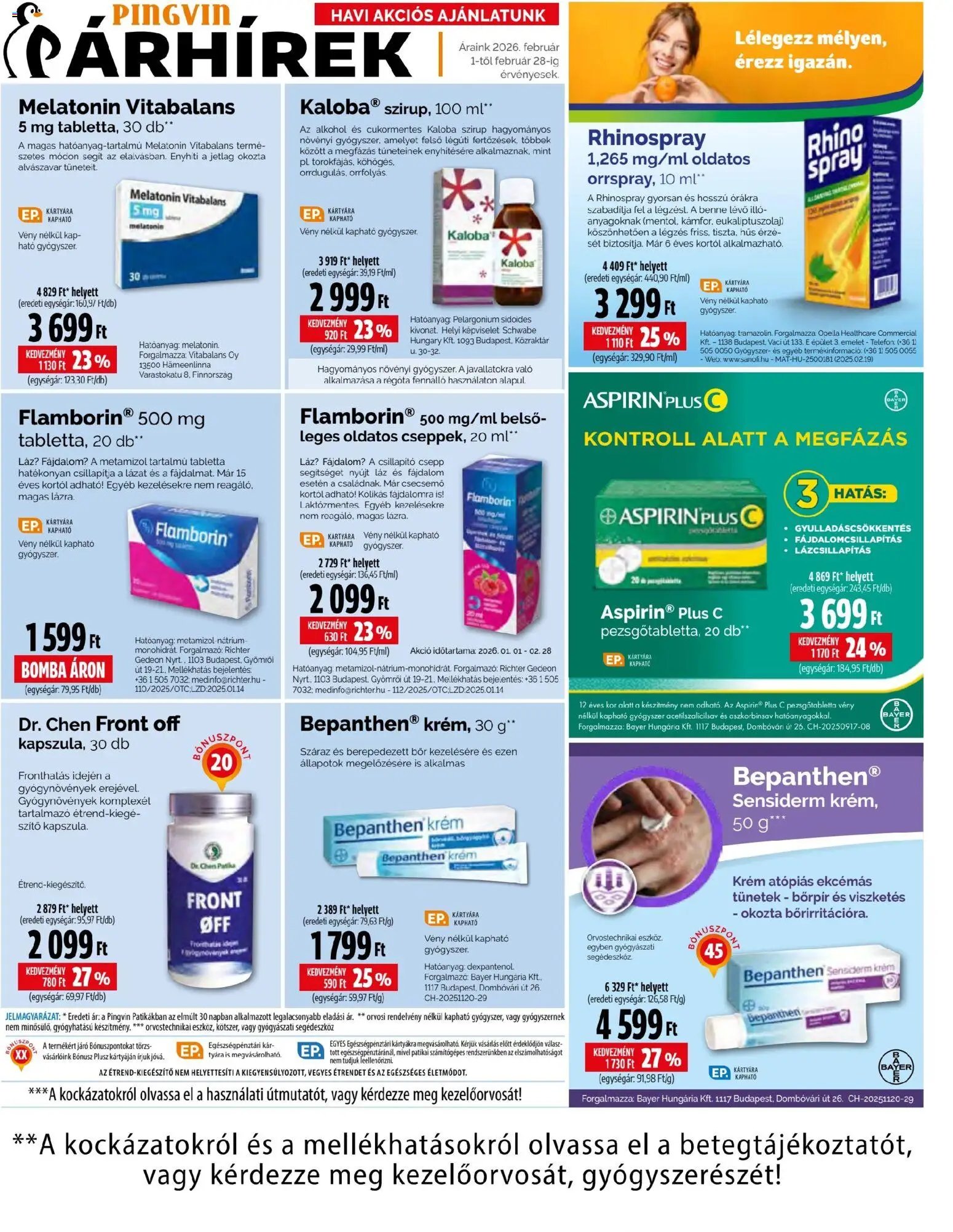 Pingvin Patika újság 2026.02.01. Akciós újság Pingvin Patika (2026-02-01 - 2026-02-28)