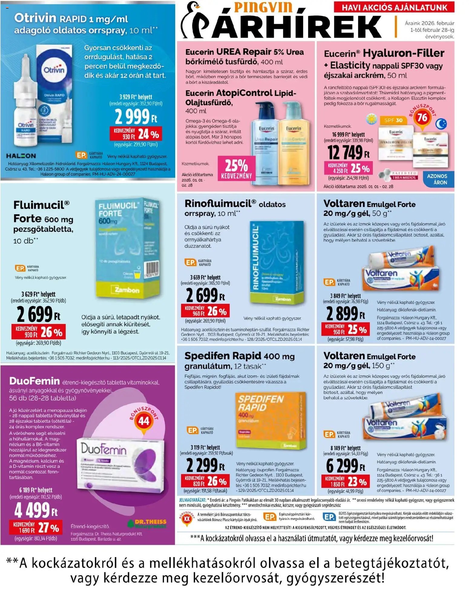 Pingvin Patika újság 2026.02.01. Akciós újság Pingvin Patika (2026-02-01 - 2026-02-28)