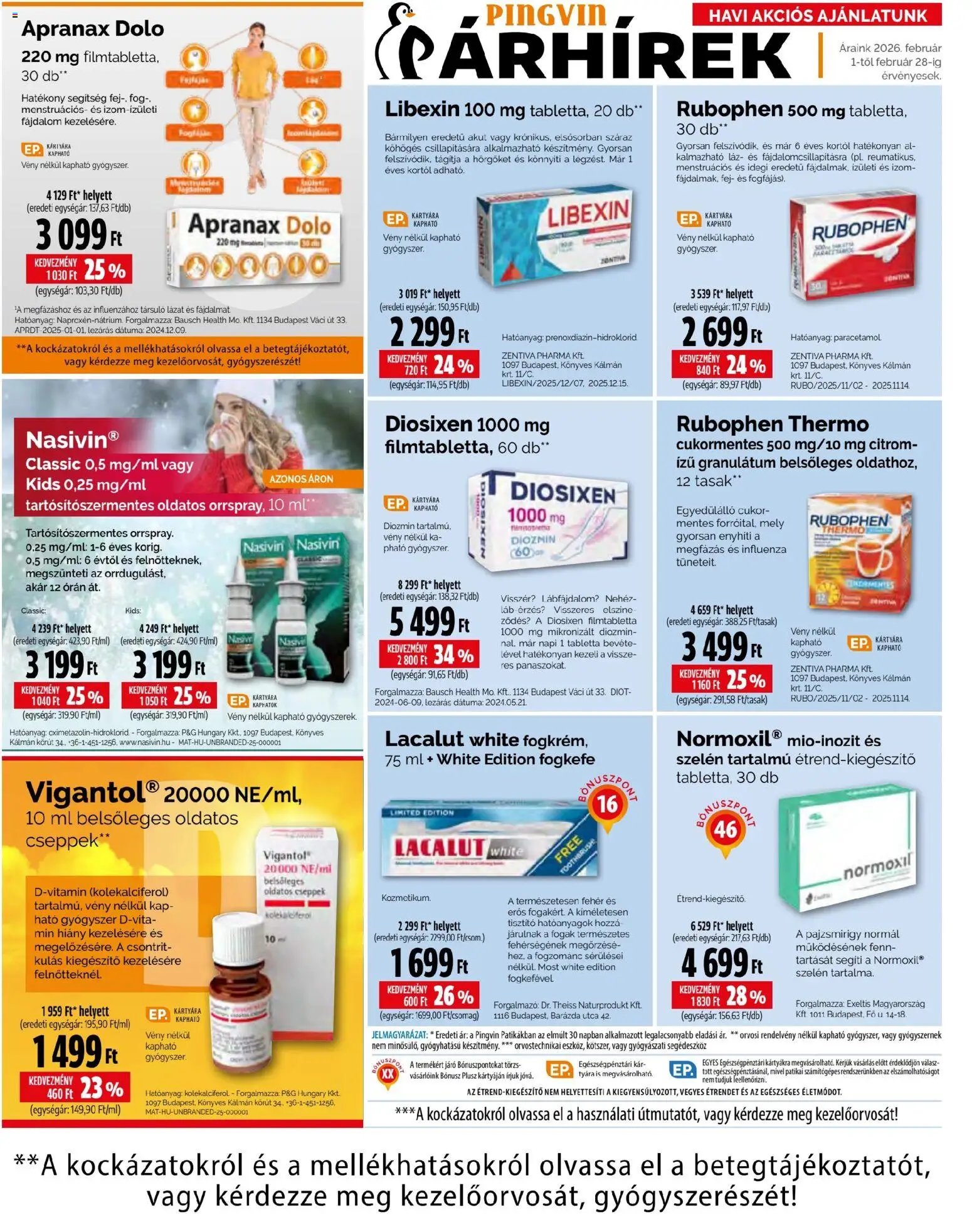 Pingvin Patika újság 2026.02.01. Akciós újság Pingvin Patika (2026-02-01 - 2026-02-28)