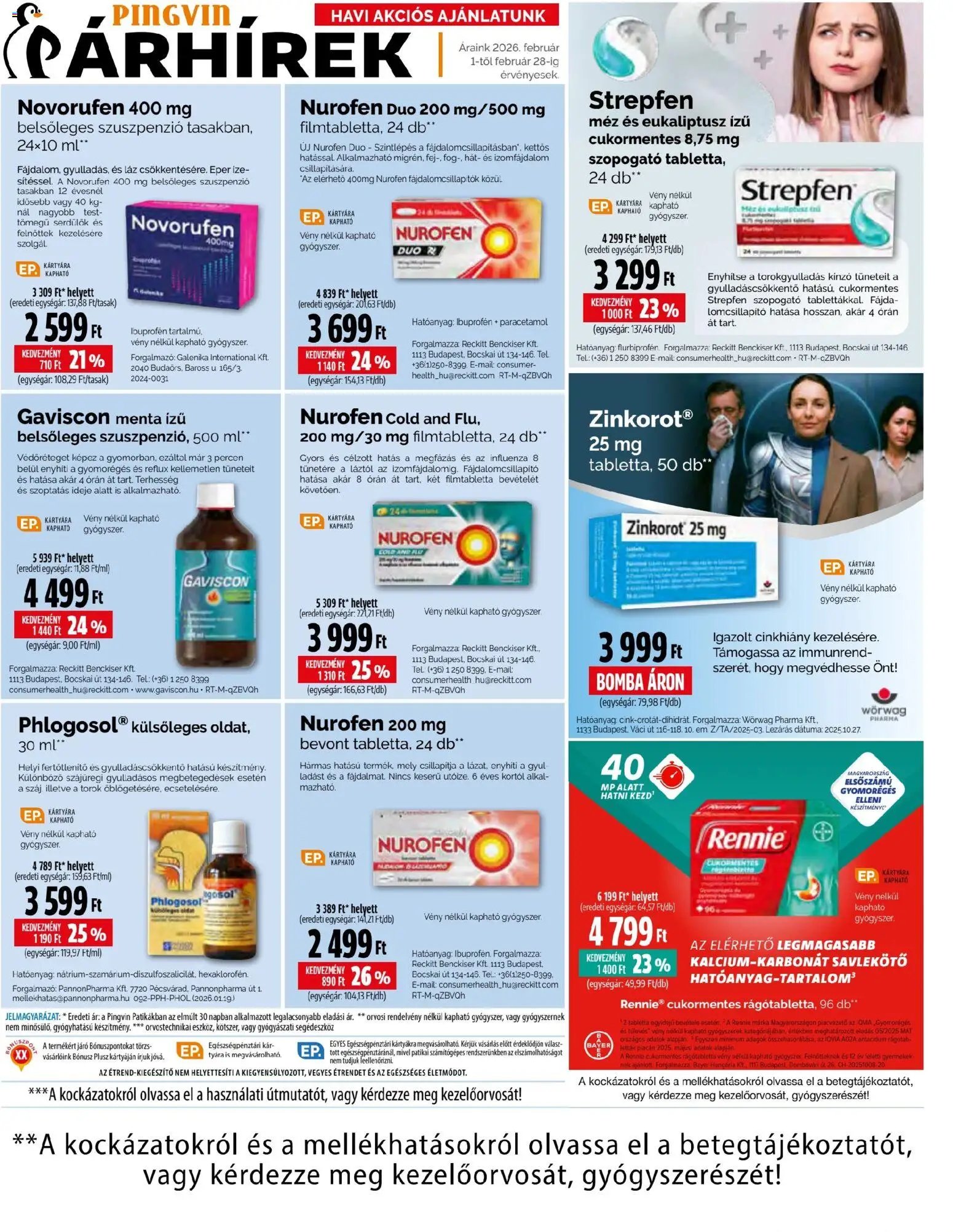 Pingvin Patika újság 2026.02.01. Akciós újság Pingvin Patika (2026-02-01 - 2026-02-28)