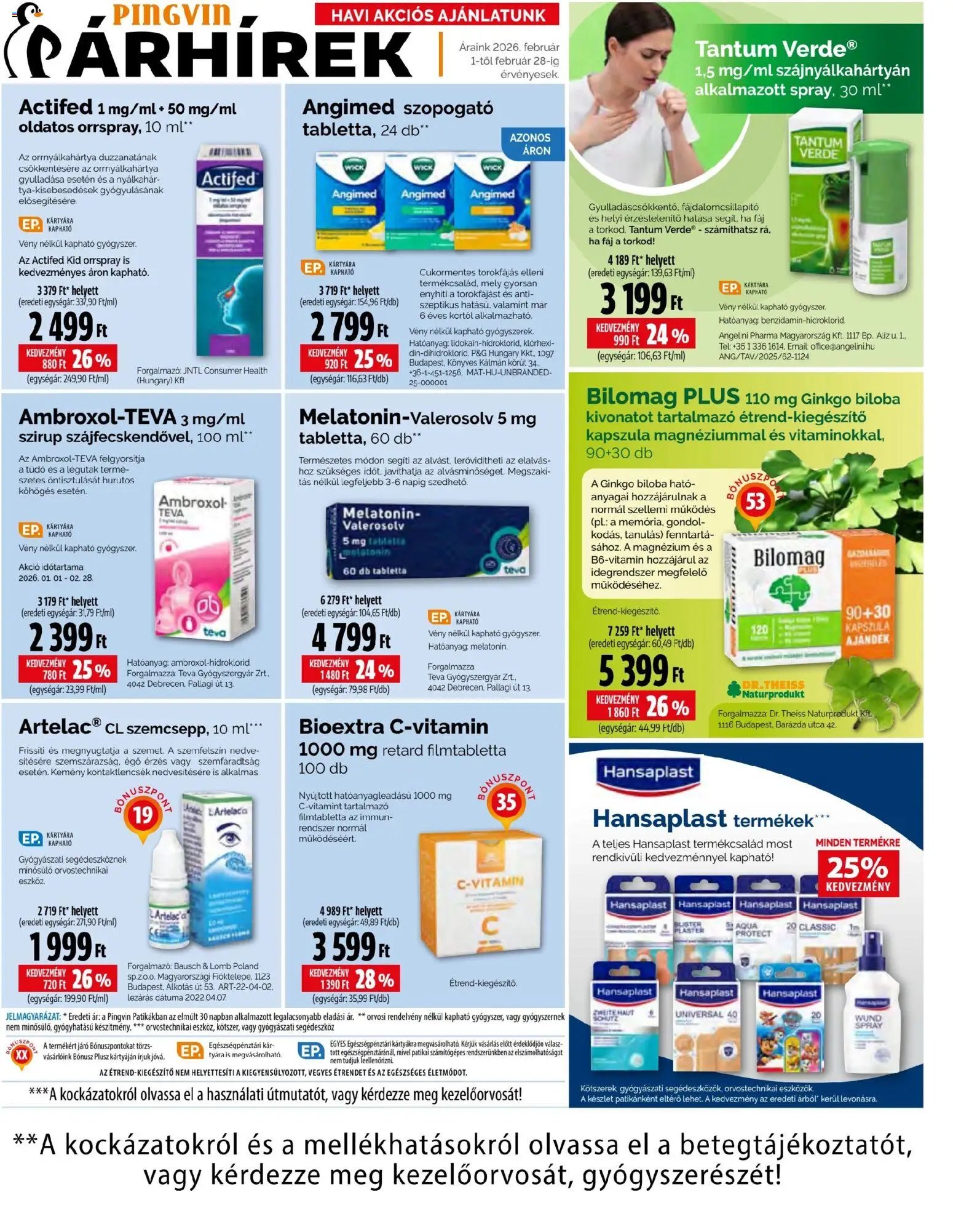 Pingvin Patika újság 2026.02.01. Akciós újság Pingvin Patika (2026-02-01 - 2026-02-28)