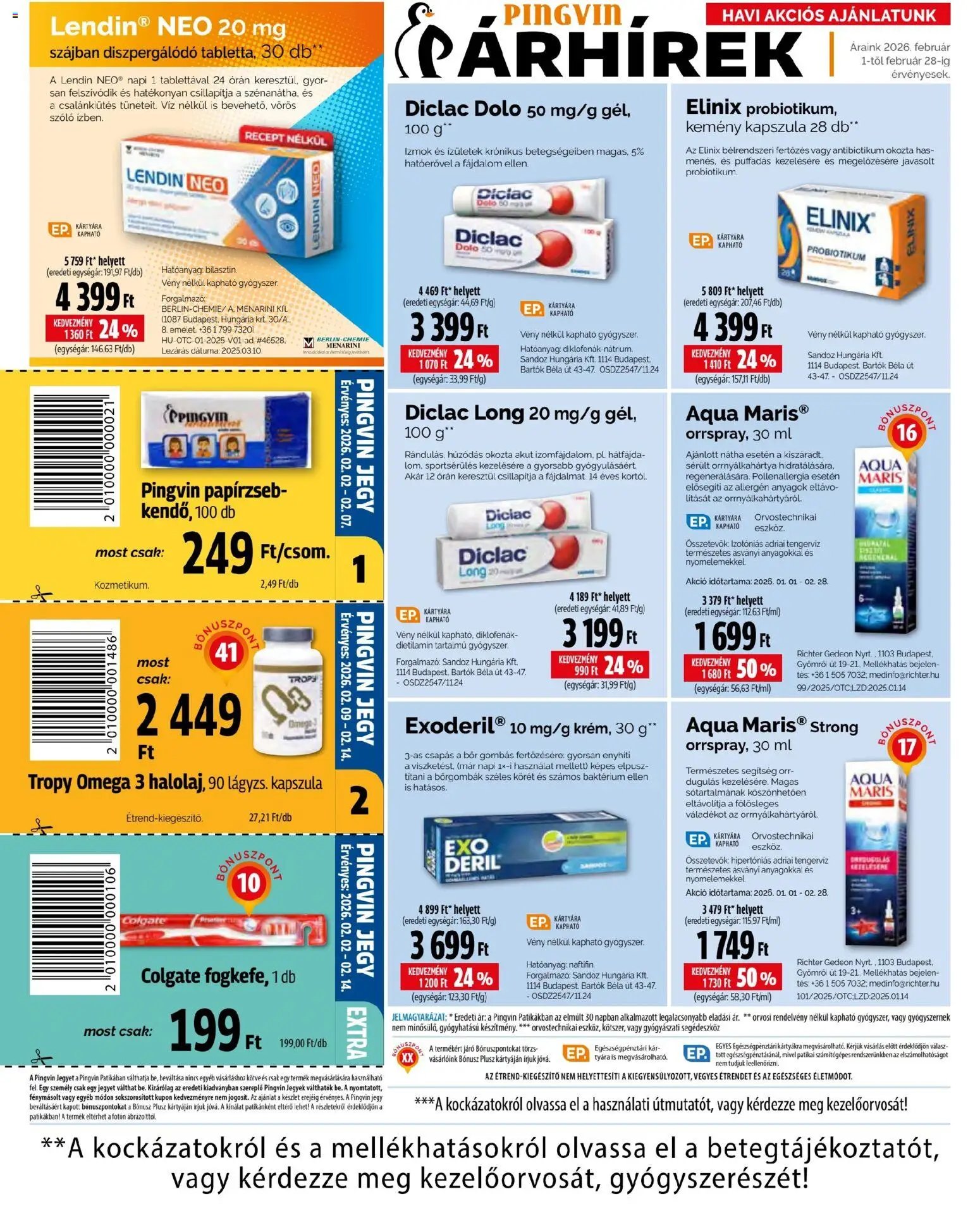 Pingvin Patika újság 2026.02.01. Akciós újság Pingvin Patika (2026-02-01 - 2026-02-28)