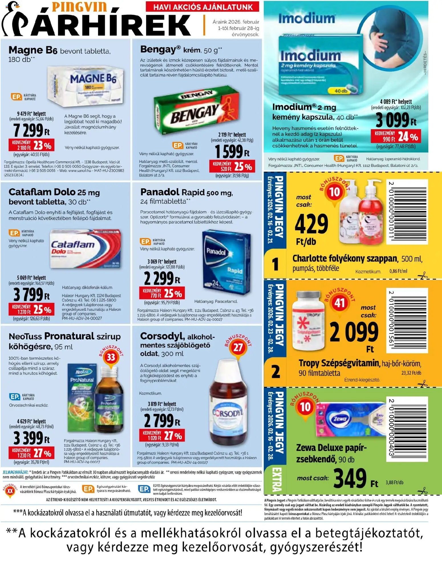 Pingvin Patika újság 2026.02.01. Akciós újság Pingvin Patika (2026-02-01 - 2026-02-28)
