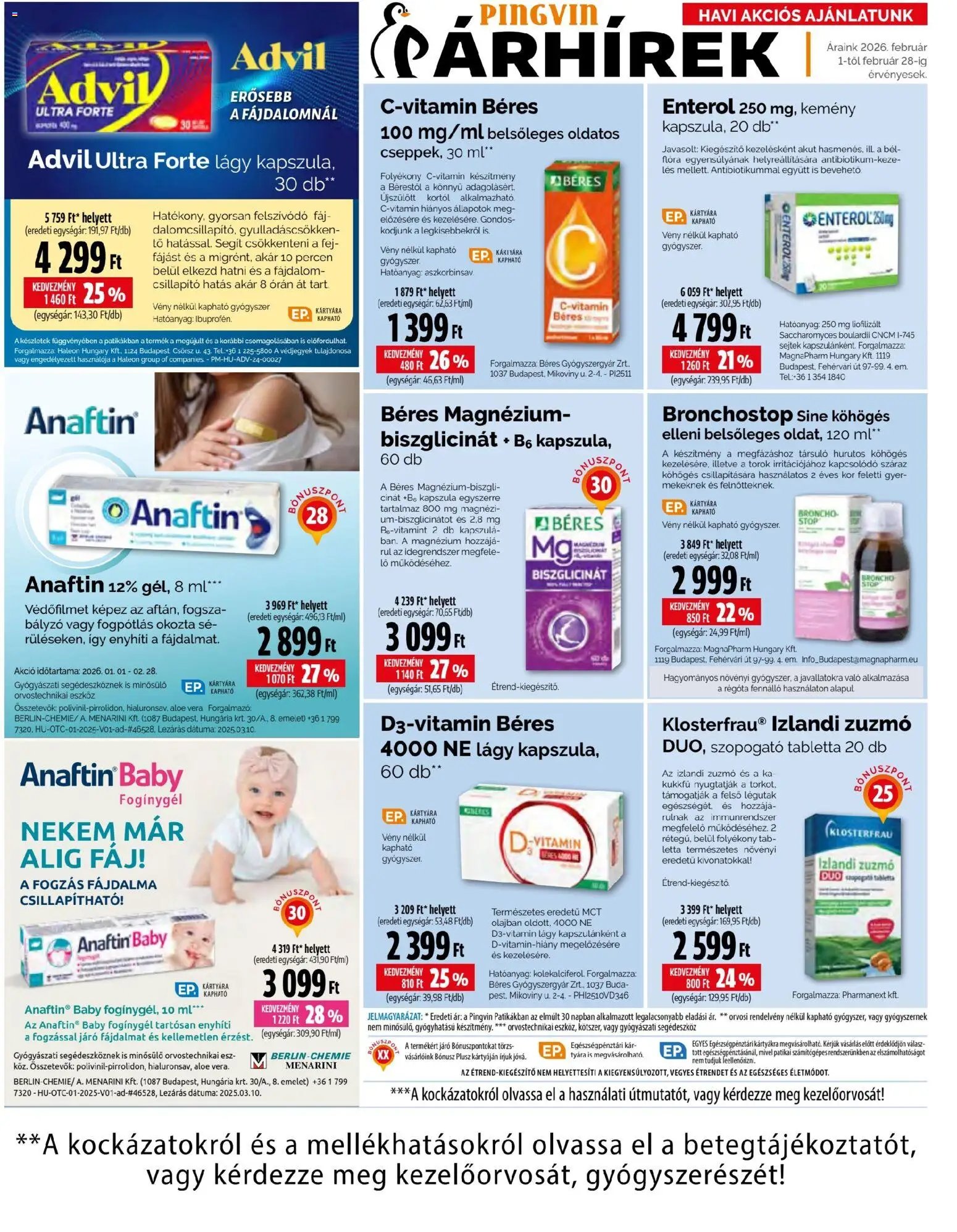 Pingvin Patika újság 2026.02.01. Akciós újság Pingvin Patika (2026-02-01 - 2026-02-28)