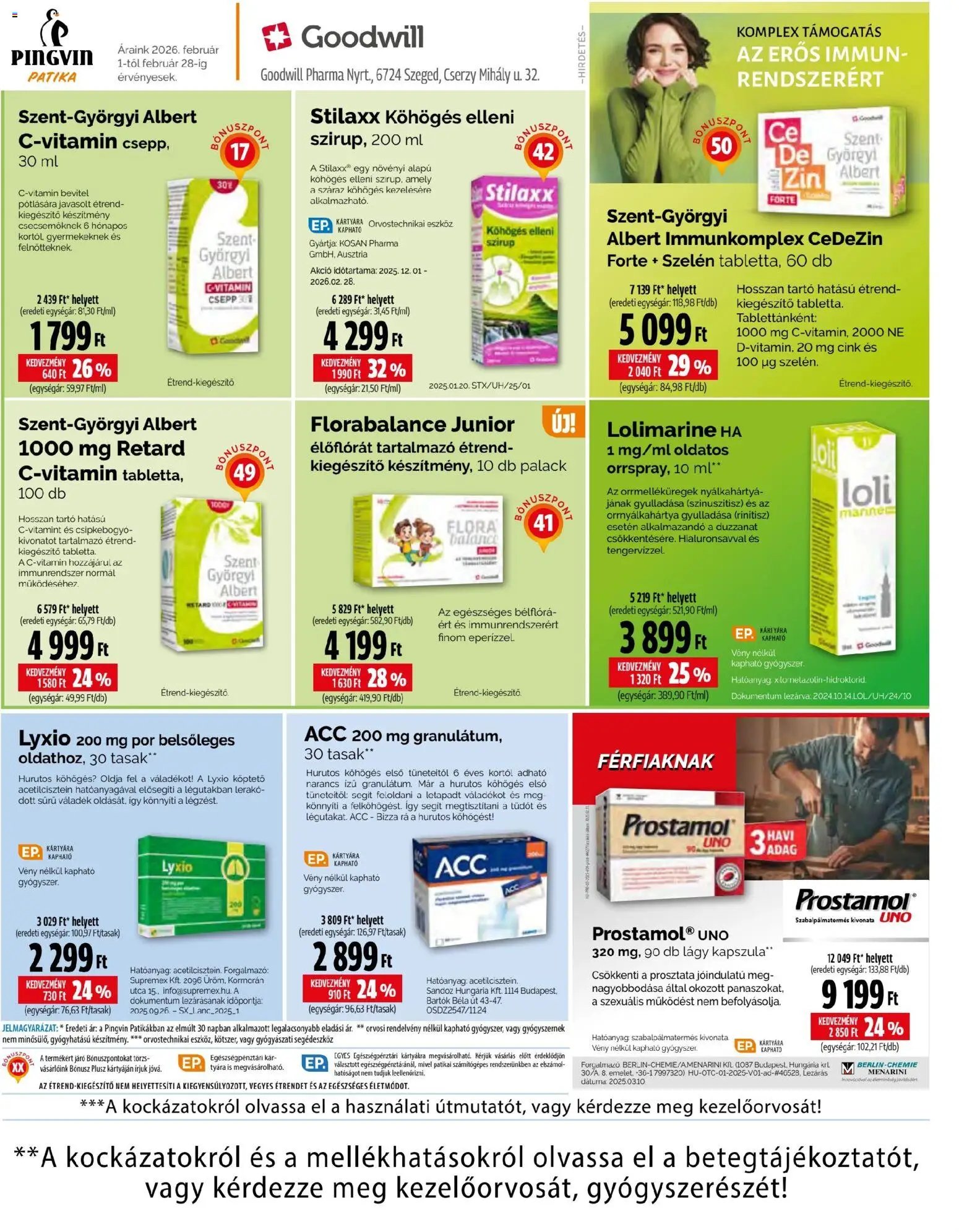 Pingvin Patika újság 2026.02.01. Akciós újság Pingvin Patika (2026-02-01 - 2026-02-28)