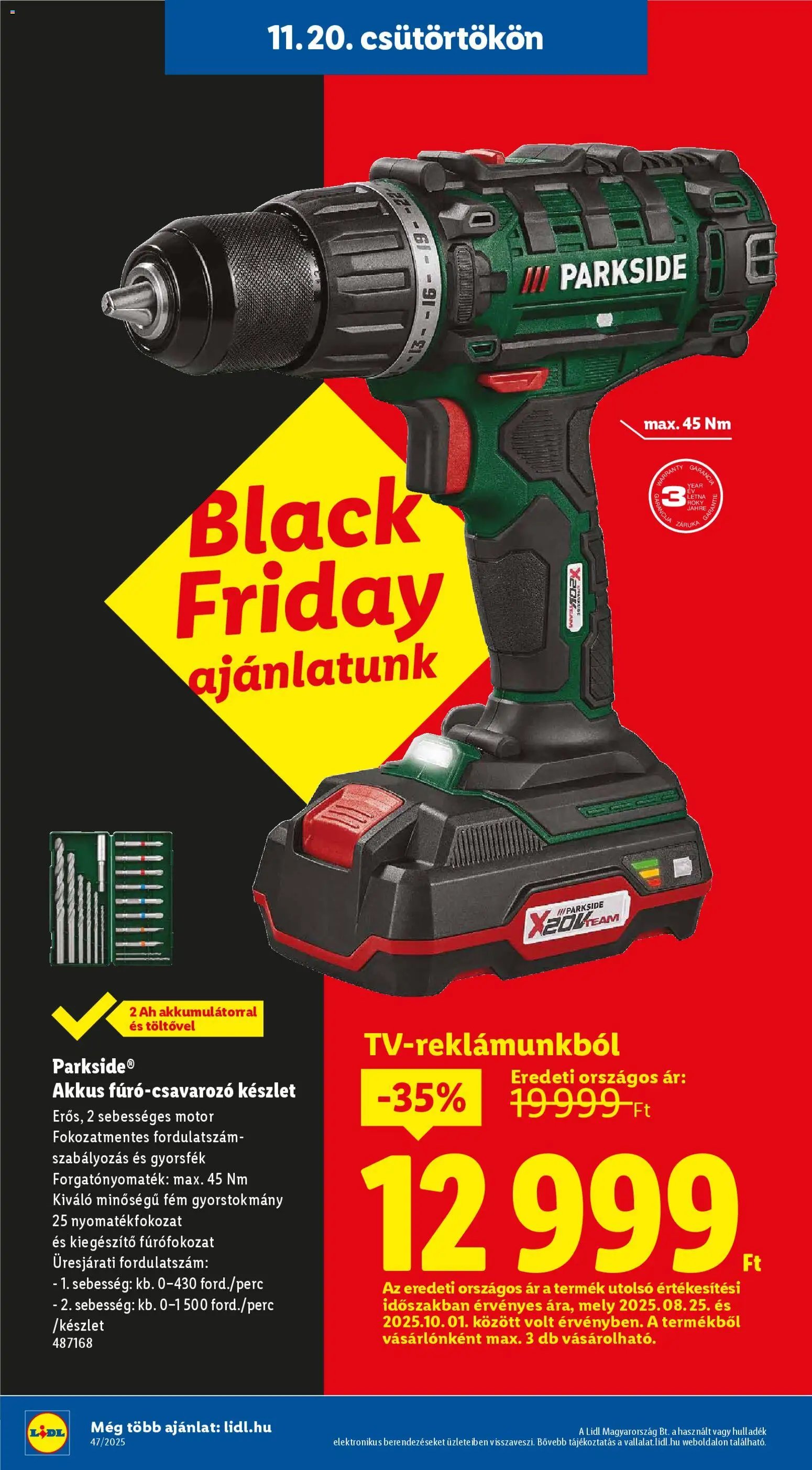 Lidl újság 2025.11.20. Black Friday (2025-11-20 - 2025-11-26)