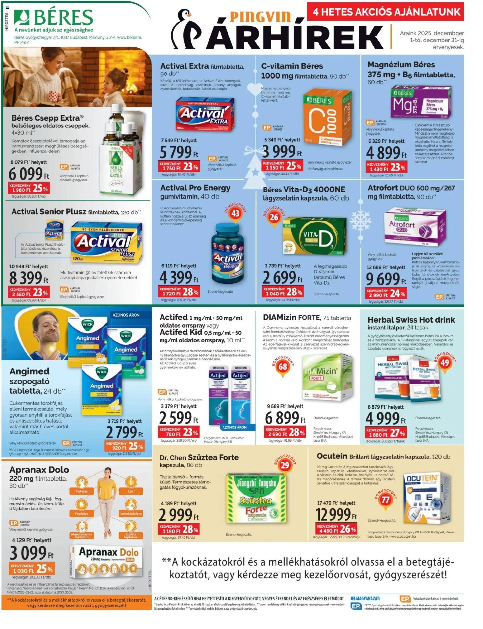 Pingvin Patika újság 2025.12.01. Akciós újság Pingvin Patika (2025-12-01 - 2025-12-31)