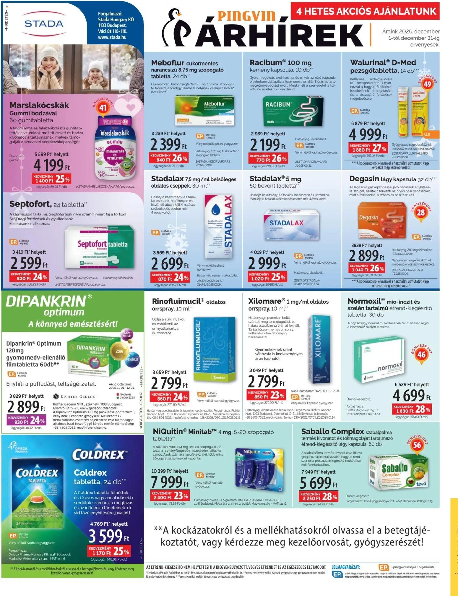 Pingvin Patika újság 2025.12.01. Akciós újság Pingvin Patika (2025-12-01 - 2025-12-31)