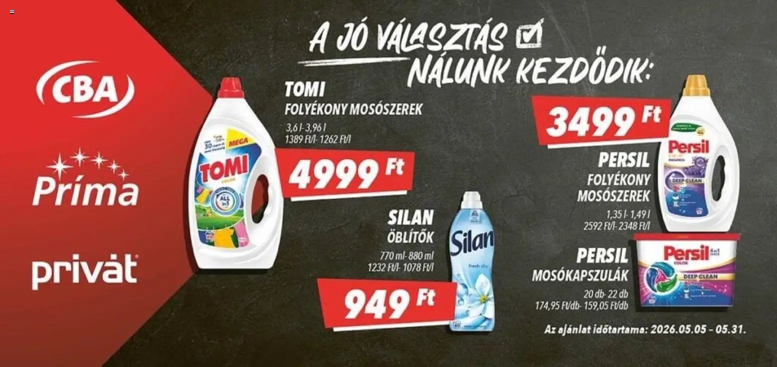 CBA Príma újság 2026.05.05. CBA Príma Aktuális óriásplakátok (2026-05-05 - 2026-05-31)