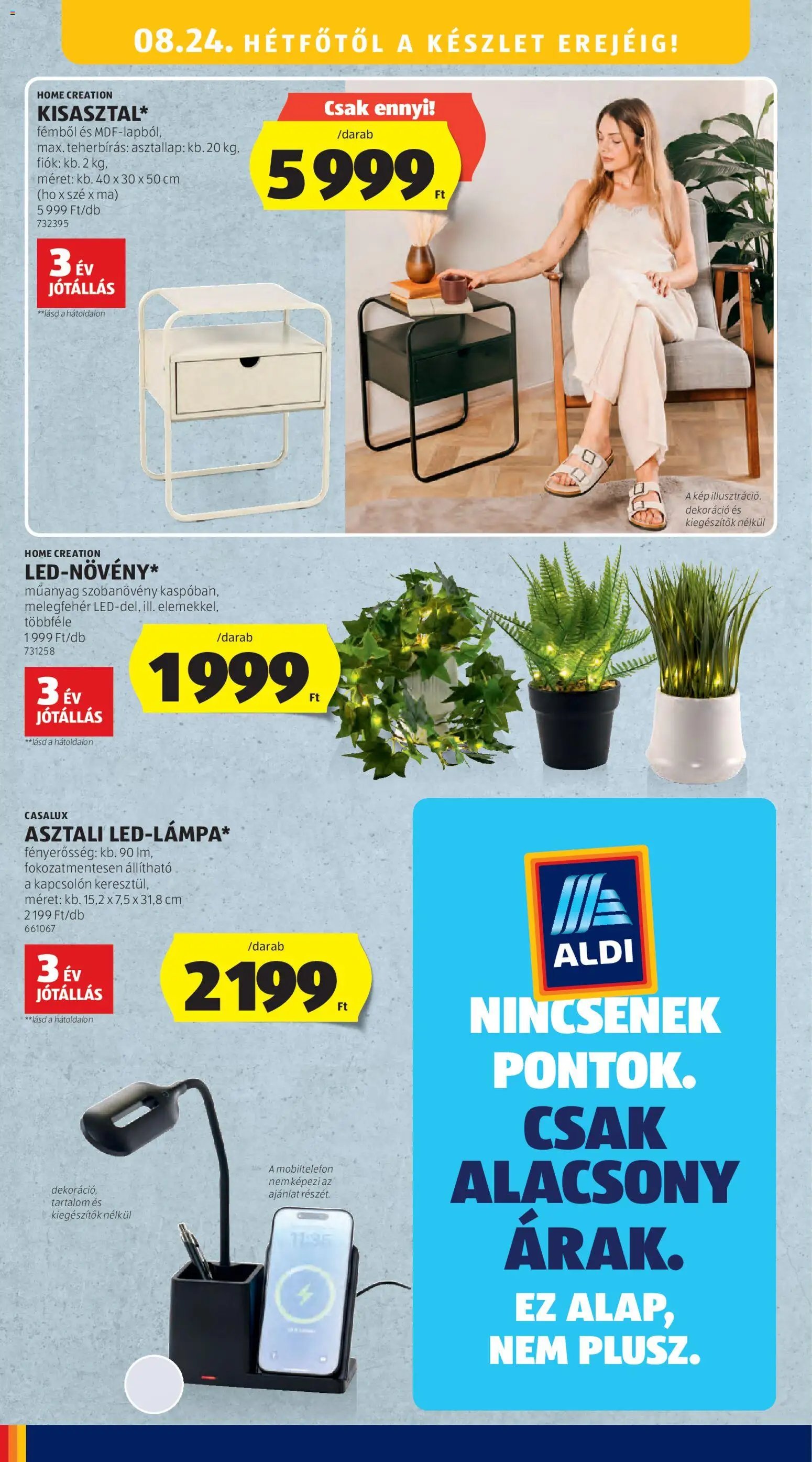 Aldi újság 2026.08.21. Aldi Középső sor termékei
