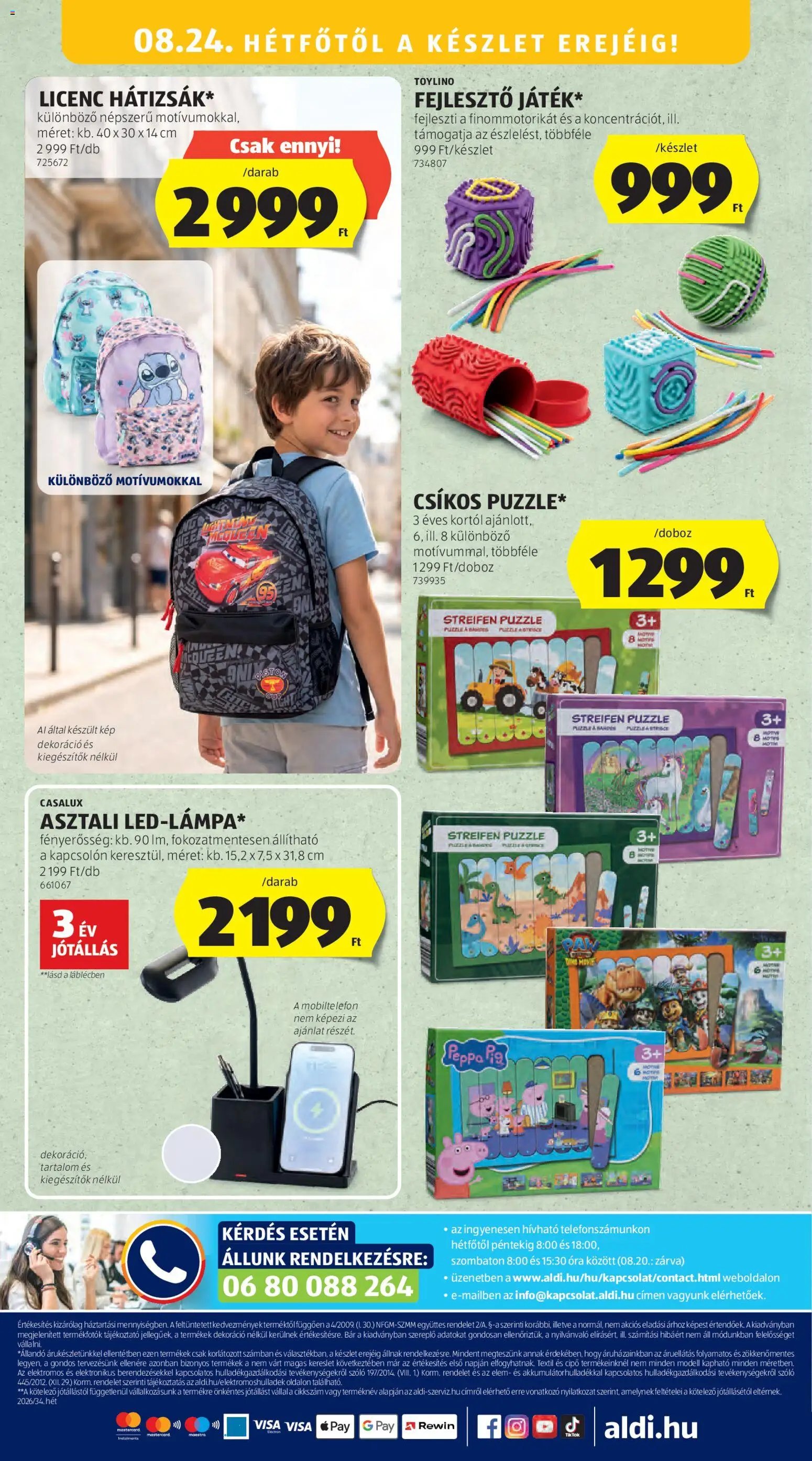 Aldi újság 2026.08.21. Aldi Középső sor termékei