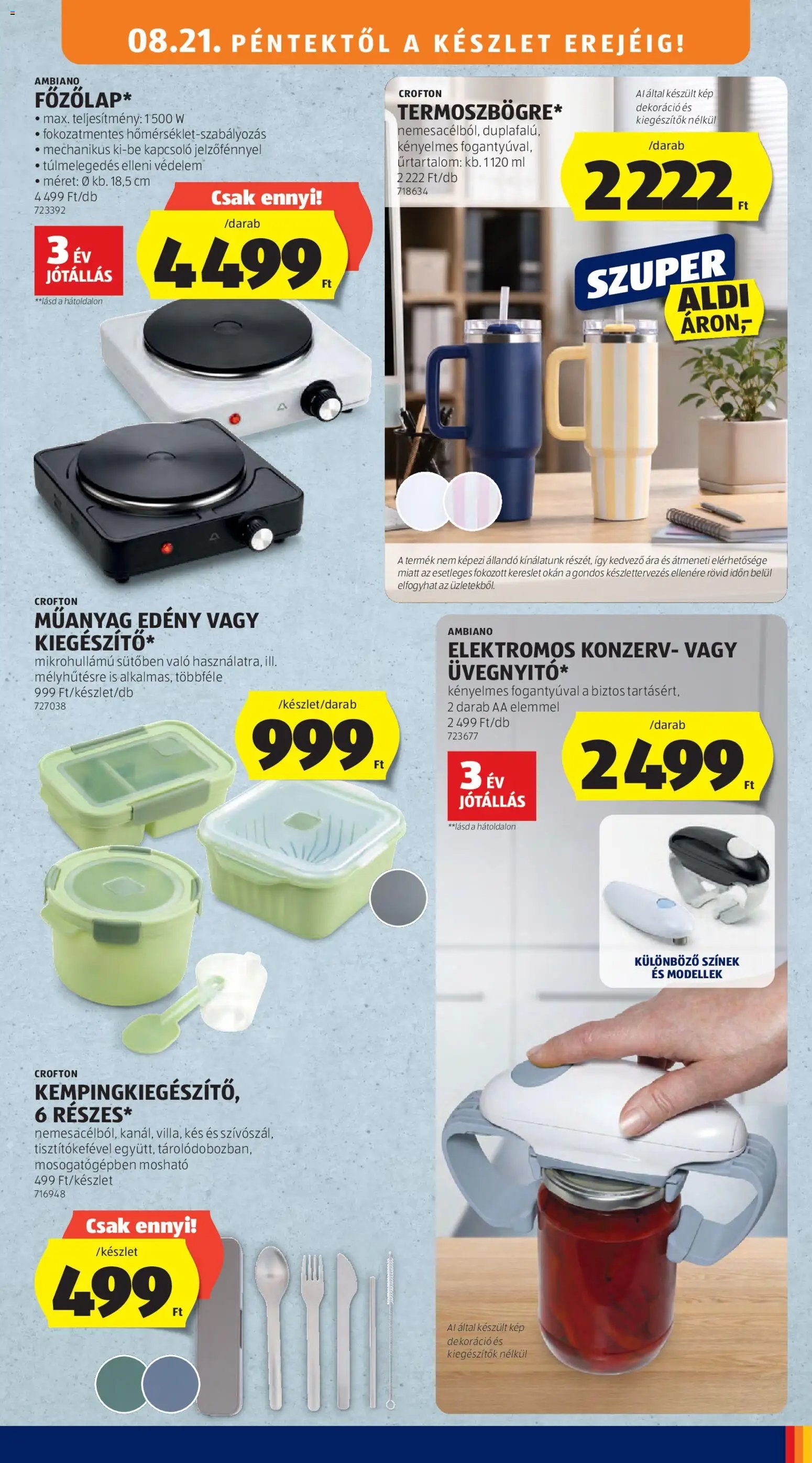 Aldi újság 2026.08.21. Aldi Középső sor termékei