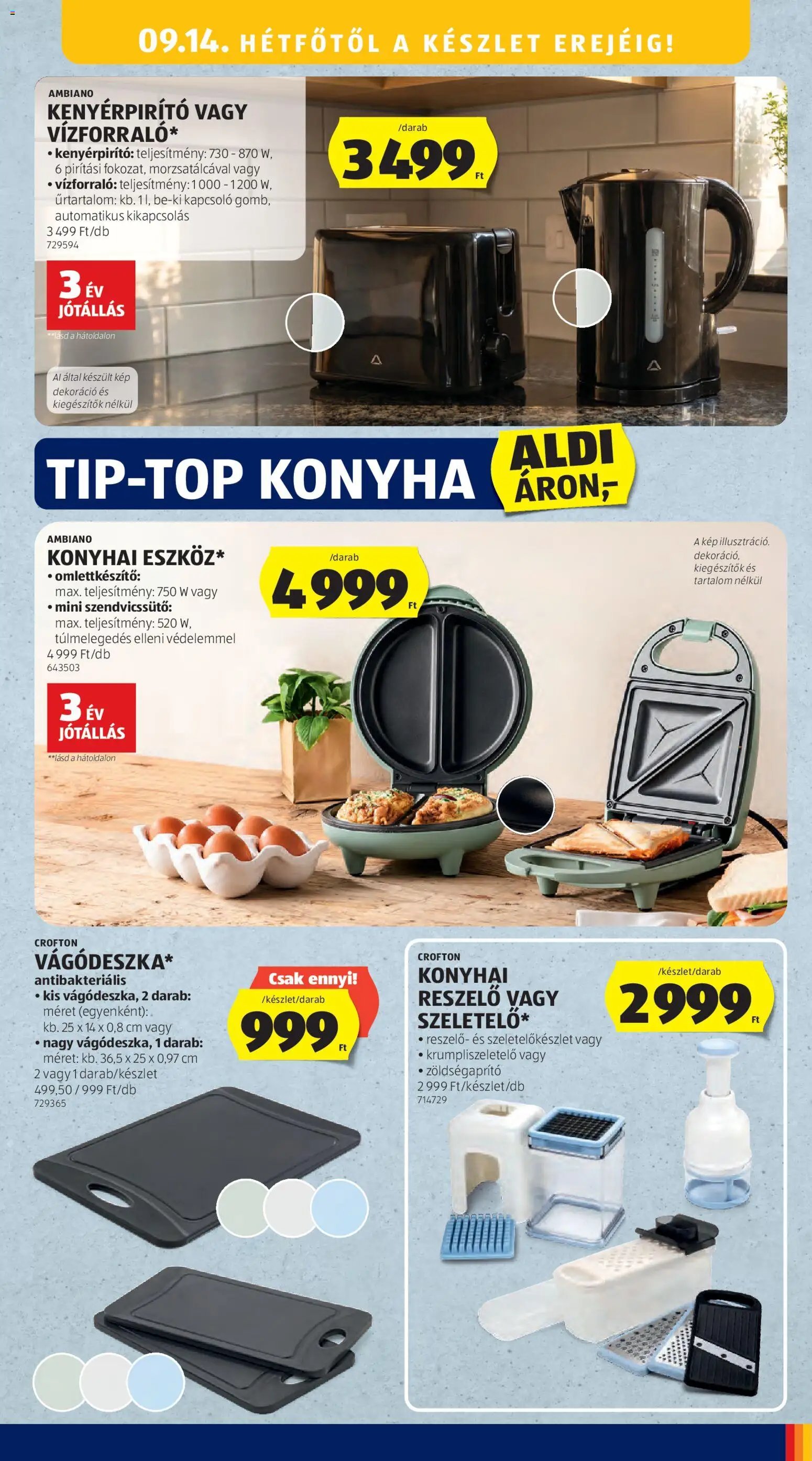 Aldi újság 2026.09.10. Aldi Középső sor termékei