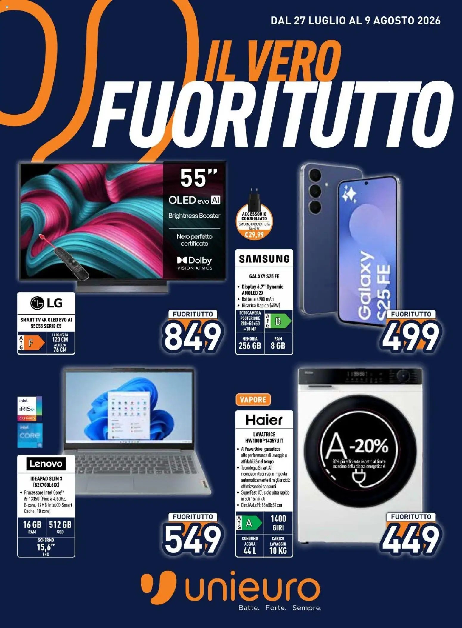 Unieuro volantino dal 27/07/2026 Unieuro volantino