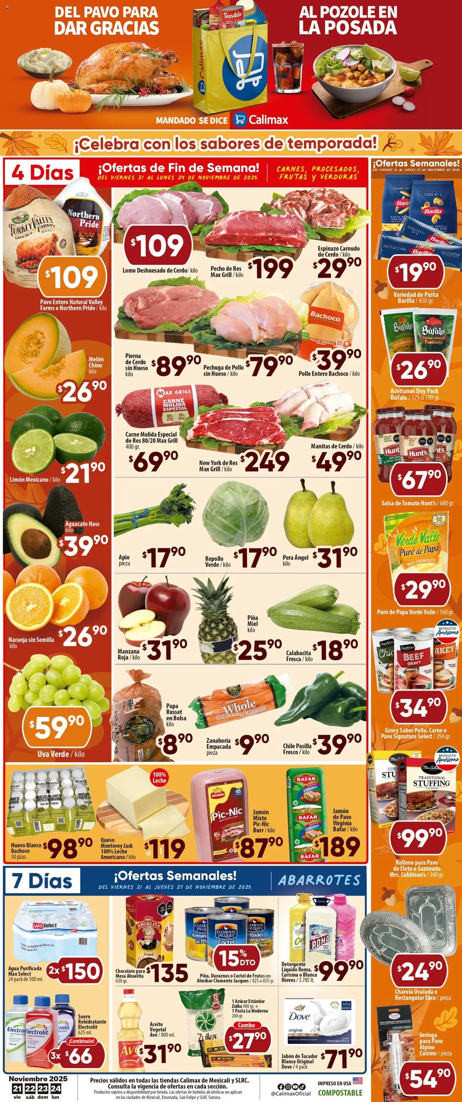 Calimax oferta desde 21/11/2025 Folleto Mexicali y SLRC (2025-11-21 - 2025-11-24)