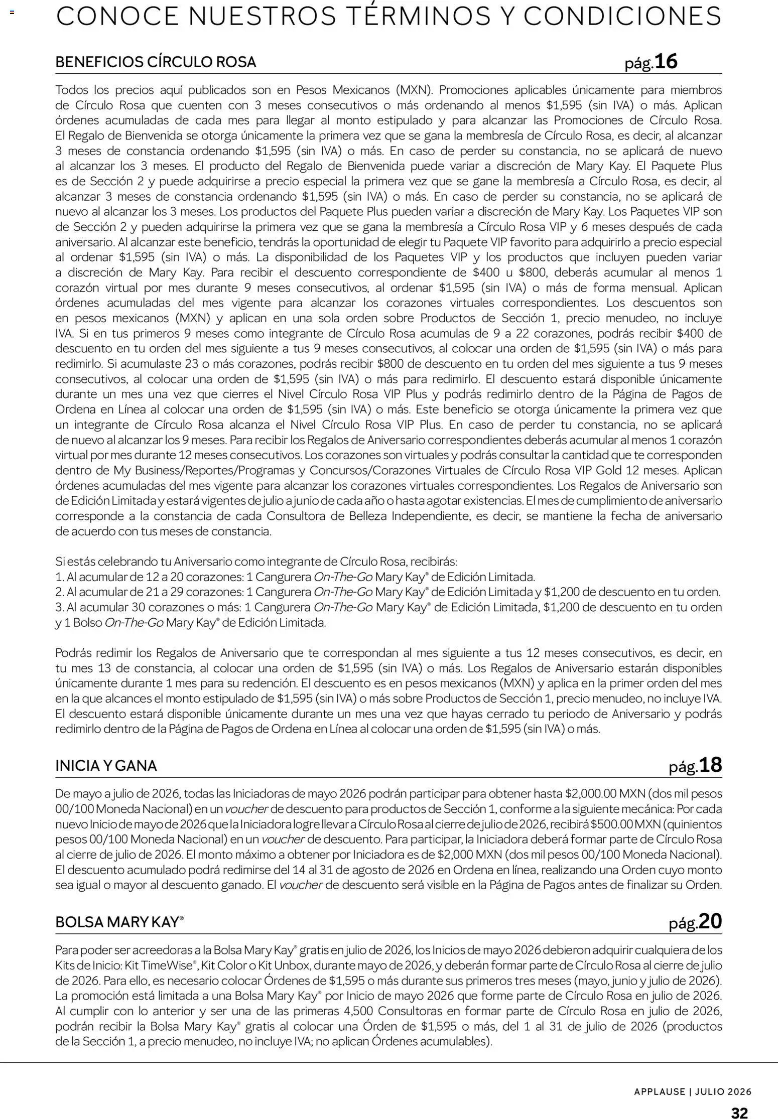 Mary Kay oferta desde 01/07/2026 Catálogo Mary Kay Applause 2026