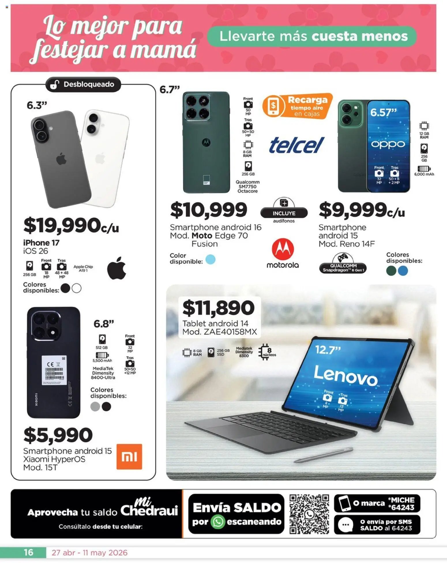 Chedraui oferta desde 27/04/2026 Chedraui folleto Día de la Madres (2026-04-27 - 2026-05-11)