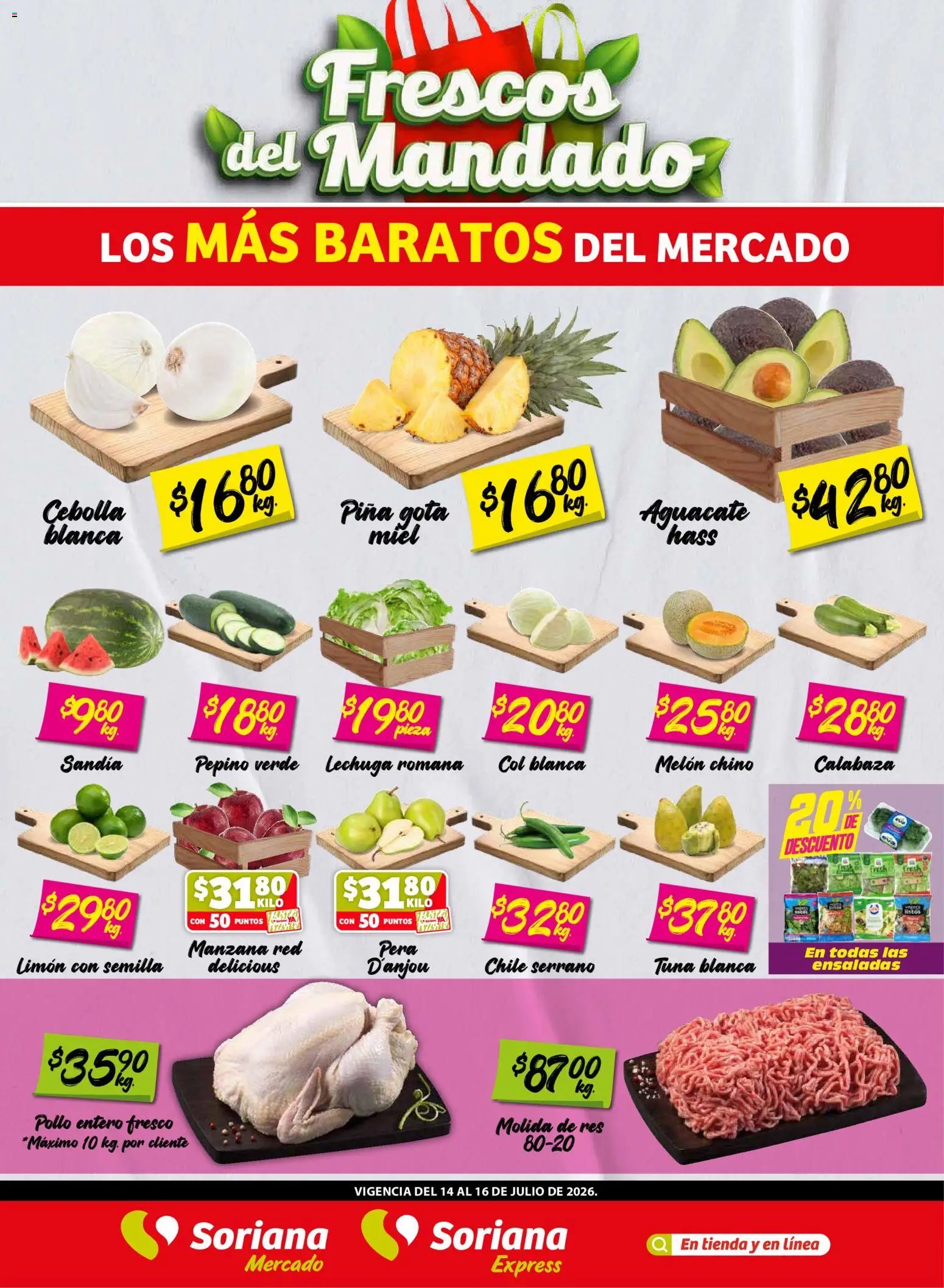 Soriana oferta desde 14/07/2026 Soriana Frescos del Mandado Mercado: Sonora y Sinaloa