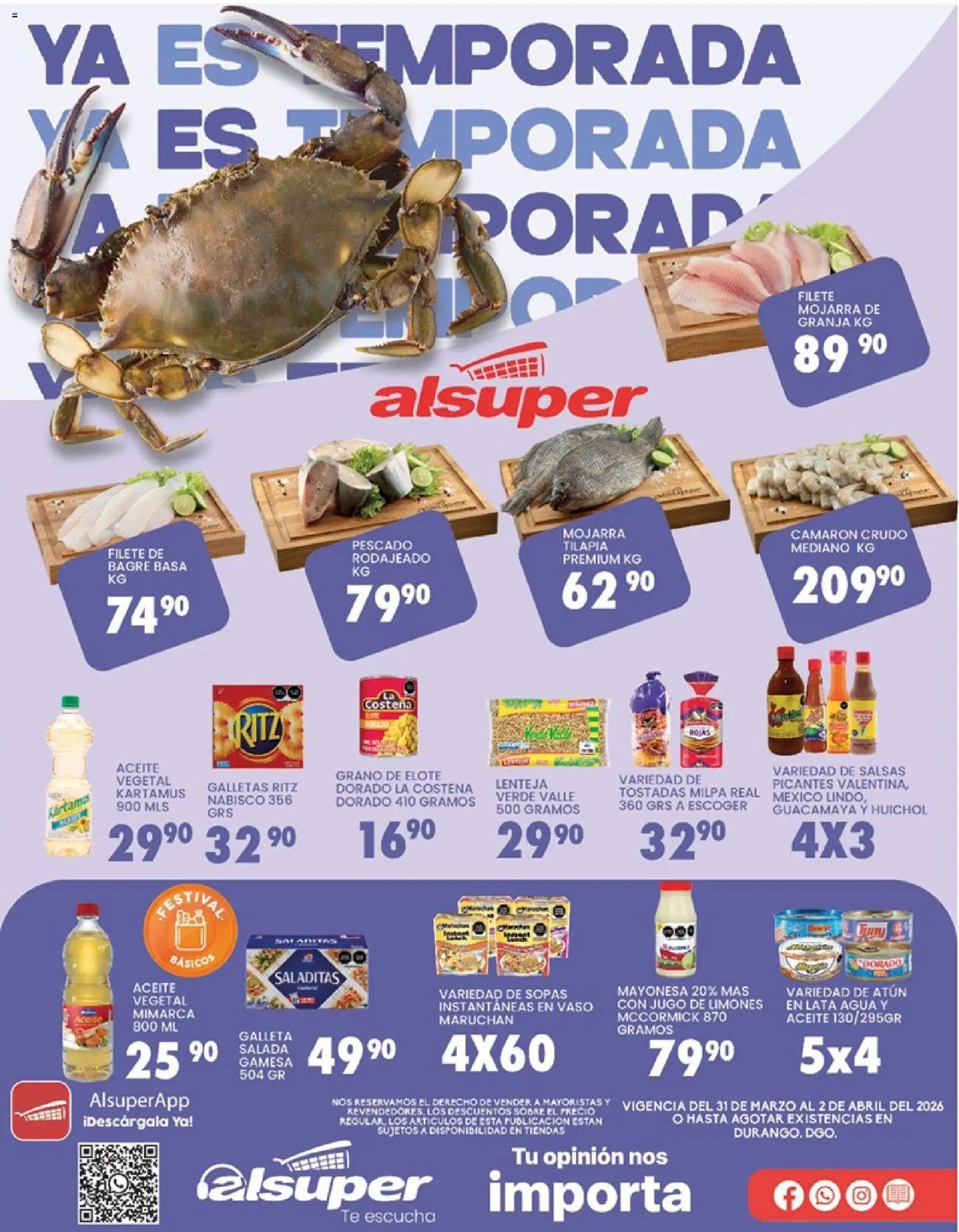Alsuper oferta desde 31/03/2026 Alsuper folleto Durango (2026-03-31 - 2026-04-02)